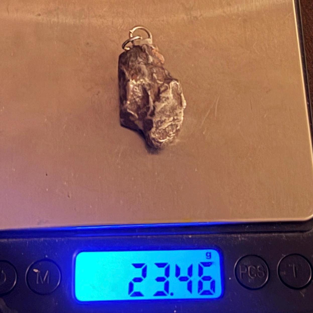 Gebel Kamil Iron Meteorite Pendant, 23.46 grams, Egypt, Authentic Meteorite