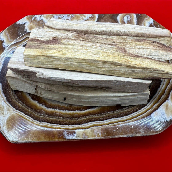 Aragonite Plate with Palo Santo Smudge Sticks: Energy Cleansing Set