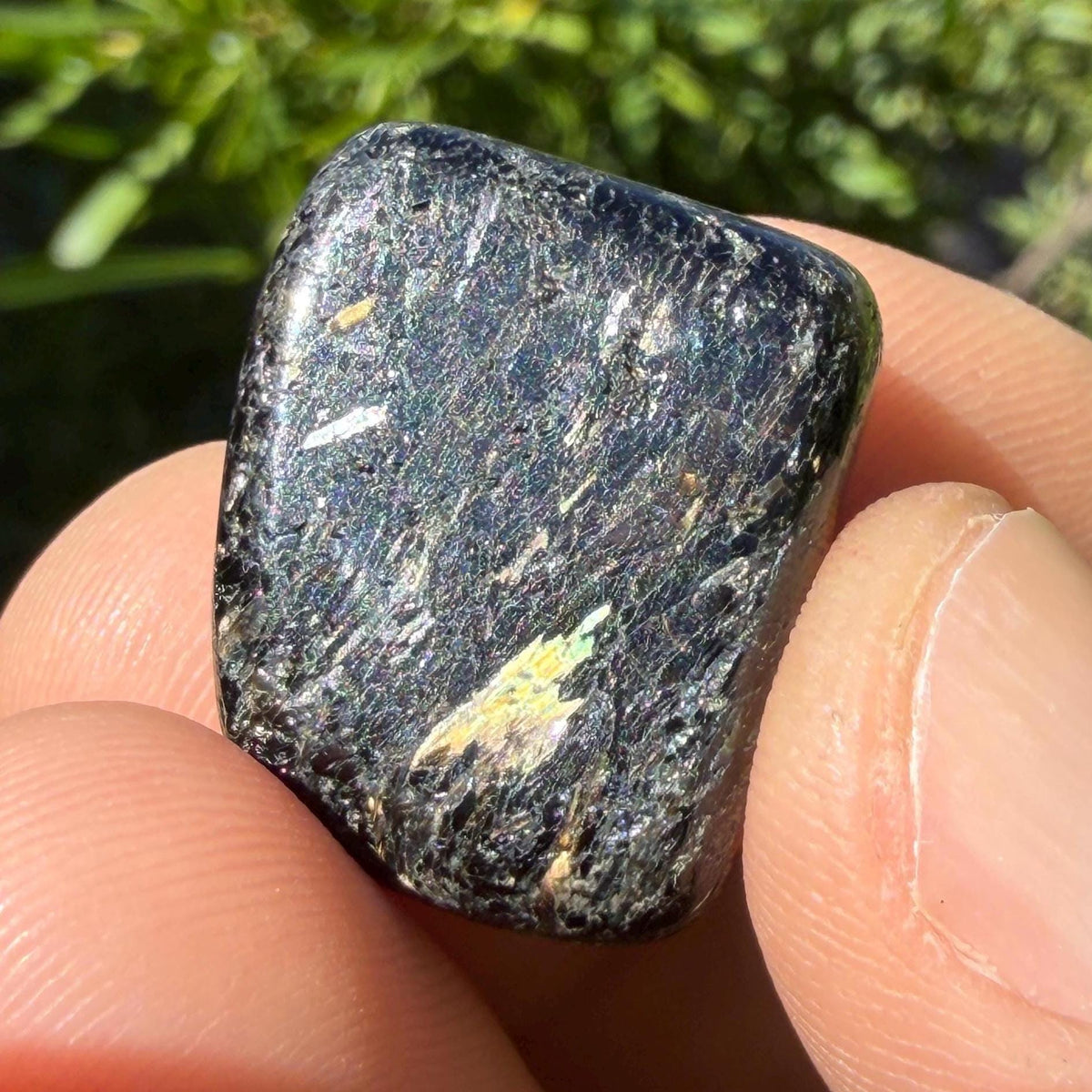 Greenland Nuummite Stone: Reiki Healing Stone, Protection Talisman, 9.75 grams