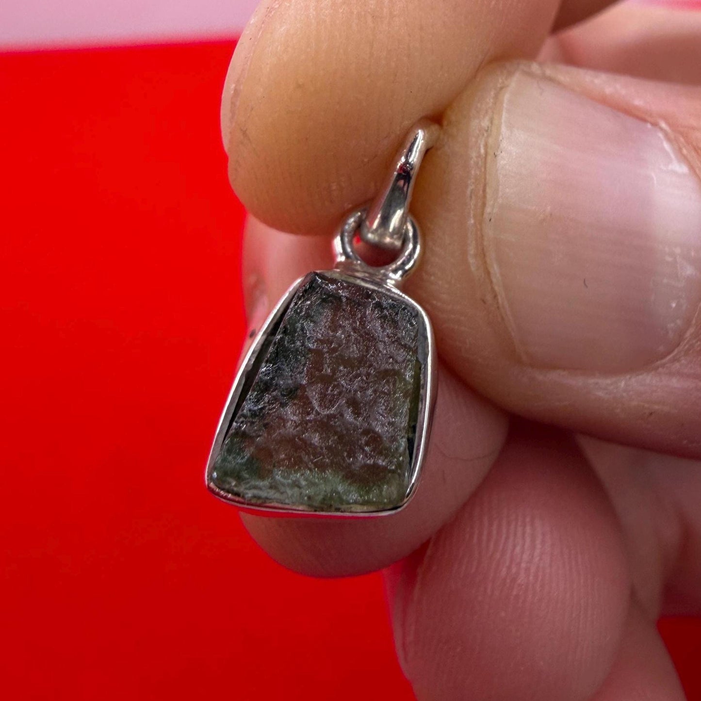 Authentic Moldavite Tektite Pendant: Czech Republic, Reiki Energy, 1.55 gram