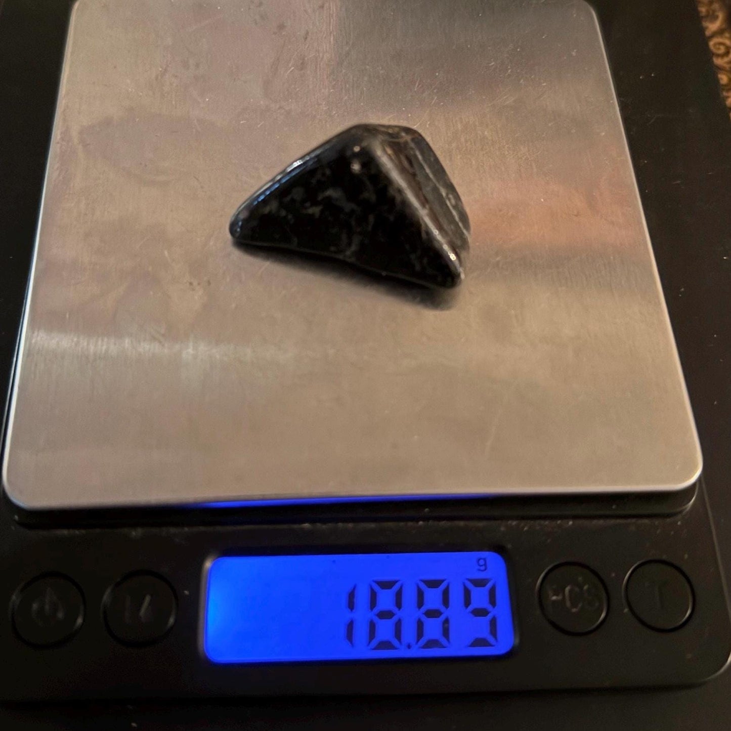 Polished Nuummite Stone: Greenland Gemstone with Display Case, Talisman, 18.89 grams