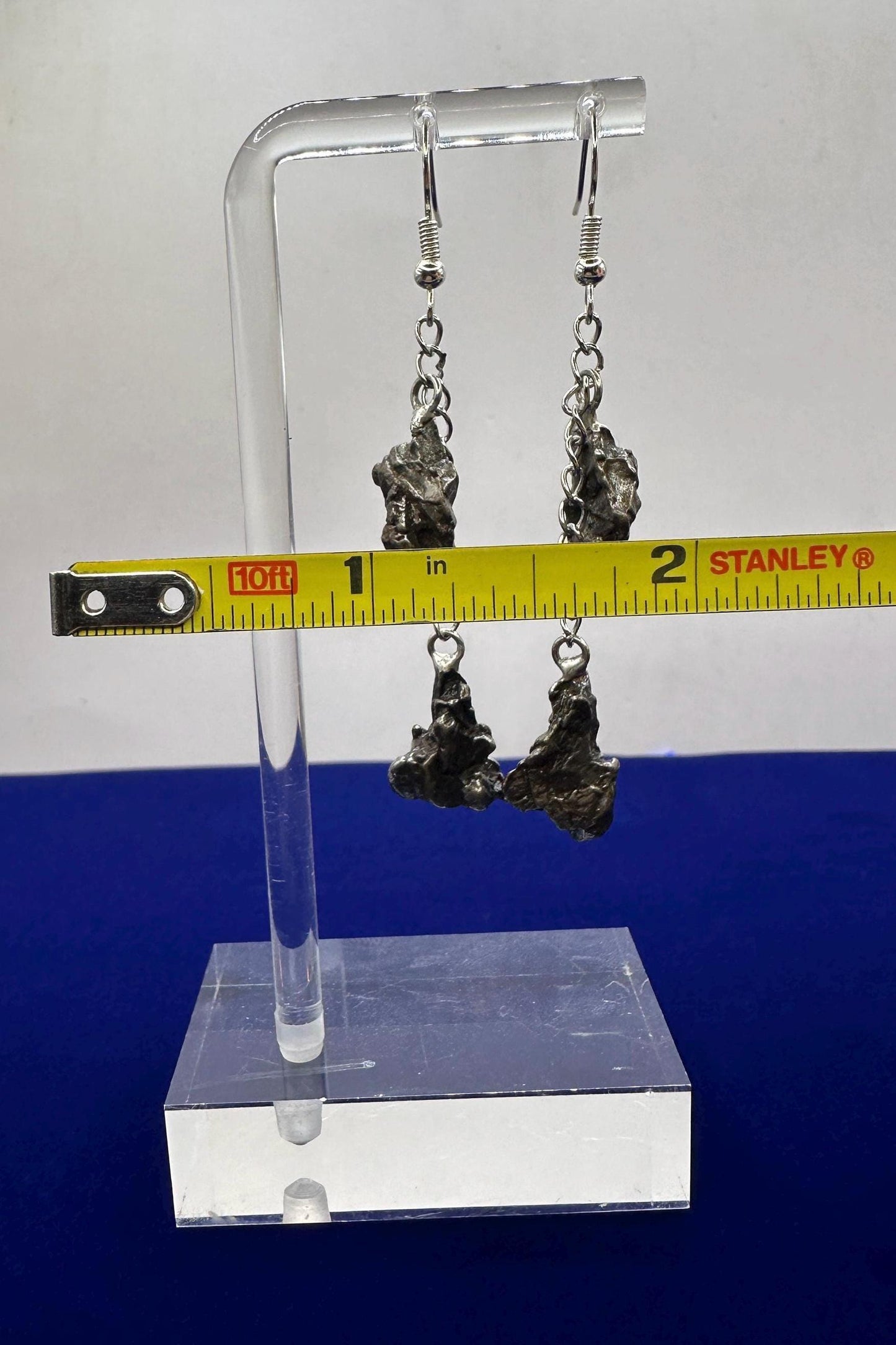 Campo del Cielo Meteorite Earrings, Meteorite Earings, Fishhook Earrings, Space Jewelry, Dangle Earrings, Handmade Earrings, 12.82 Grams
