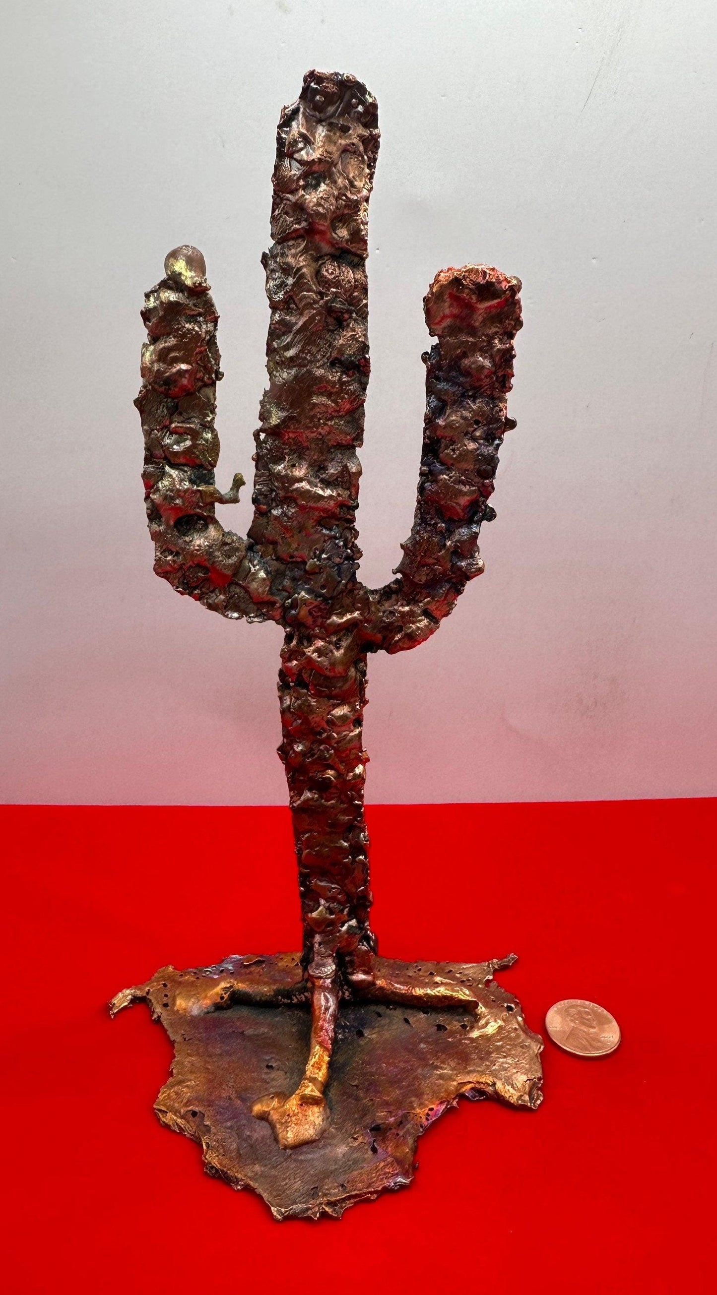 Beautiful Copper Cactus Sculpture, Arizona Copper, Copper from Globe Arizona, Southwest Gift, Arizona Gift, 11.9 ounces