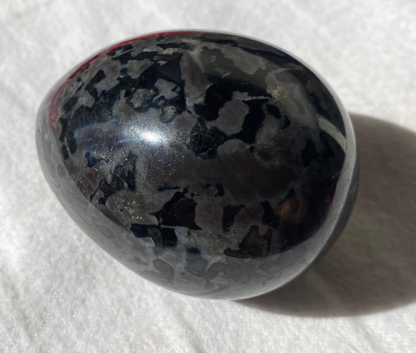 Beautiful smooth polished Indigo Gabbro Egg, A stone of Courage and Confidence, Mineral Egg, Stone Egg, Mystic Merlinite weight is 12.5 oz