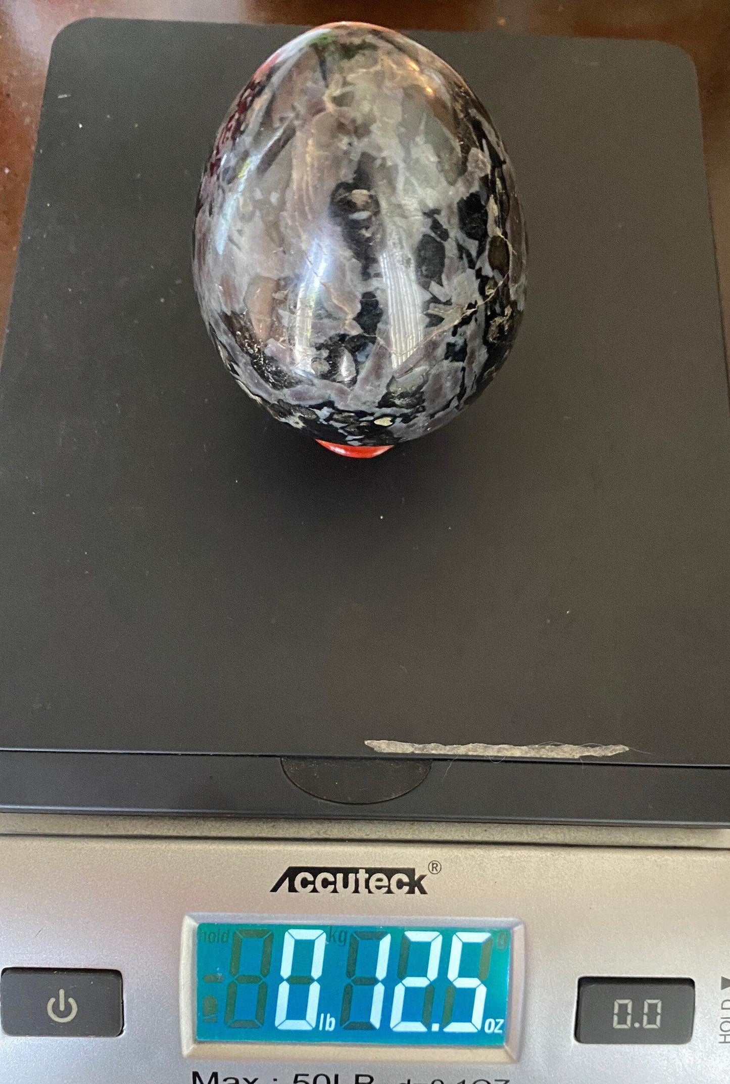 Beautiful smooth polished Indigo Gabbro Egg, A stone of Courage and Confidence, Mineral Egg, Stone Egg, Mystic Merlinite weight is 12.5 oz