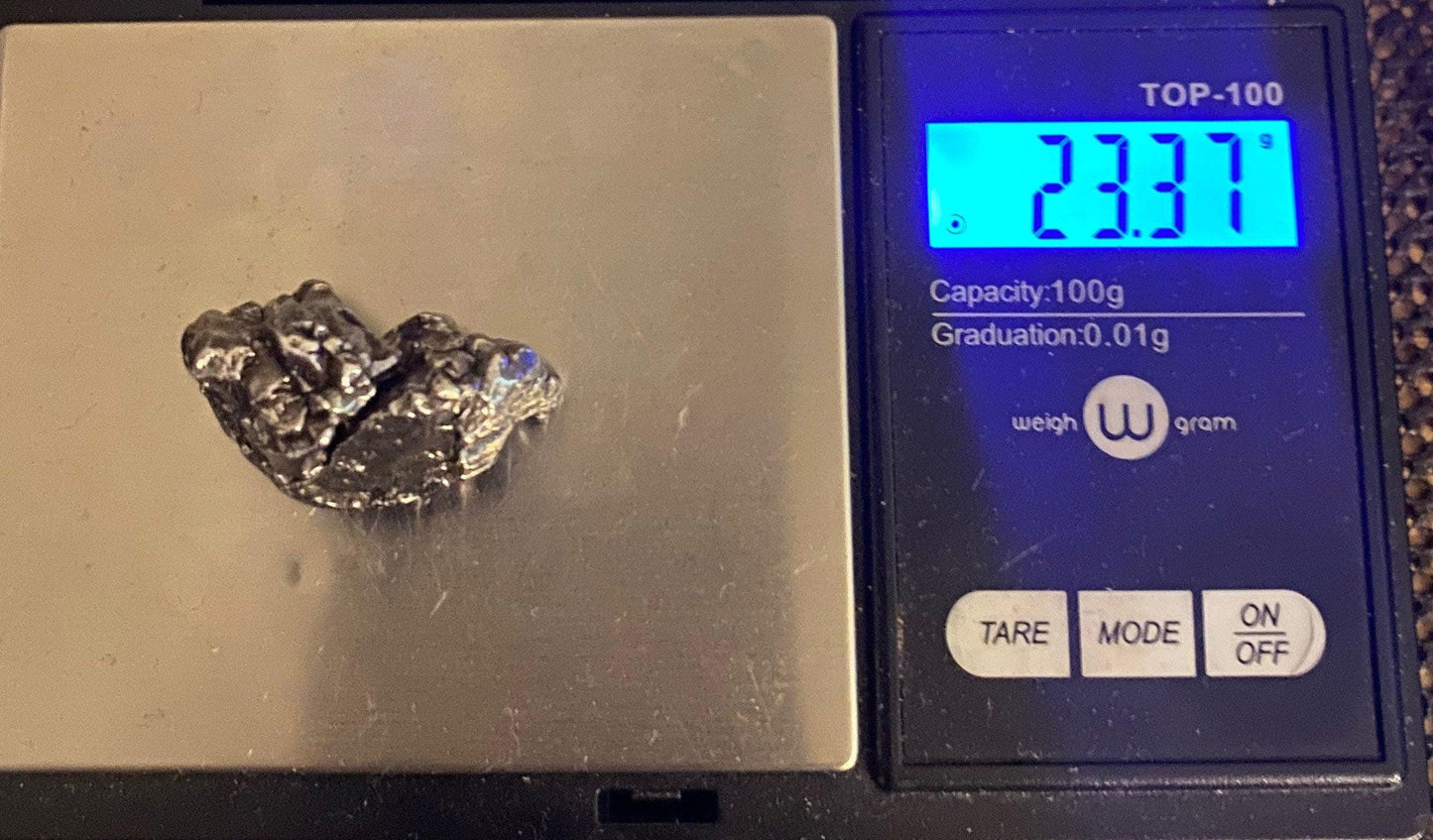 Unique Meteorite Specimen Campo del Cielo 23.37 grams, Rare Moving Piece, Reiki, Astronomy Gift, Display Case and Carrying Bag