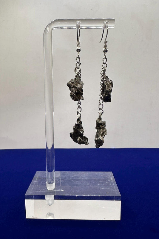 Campo del Cielo Meteorite Earrings, Meteorite Earings, Fishhook Earrings, Space Jewelry, Dangle Earrings, Handmade Earrings, 12.82 Grams