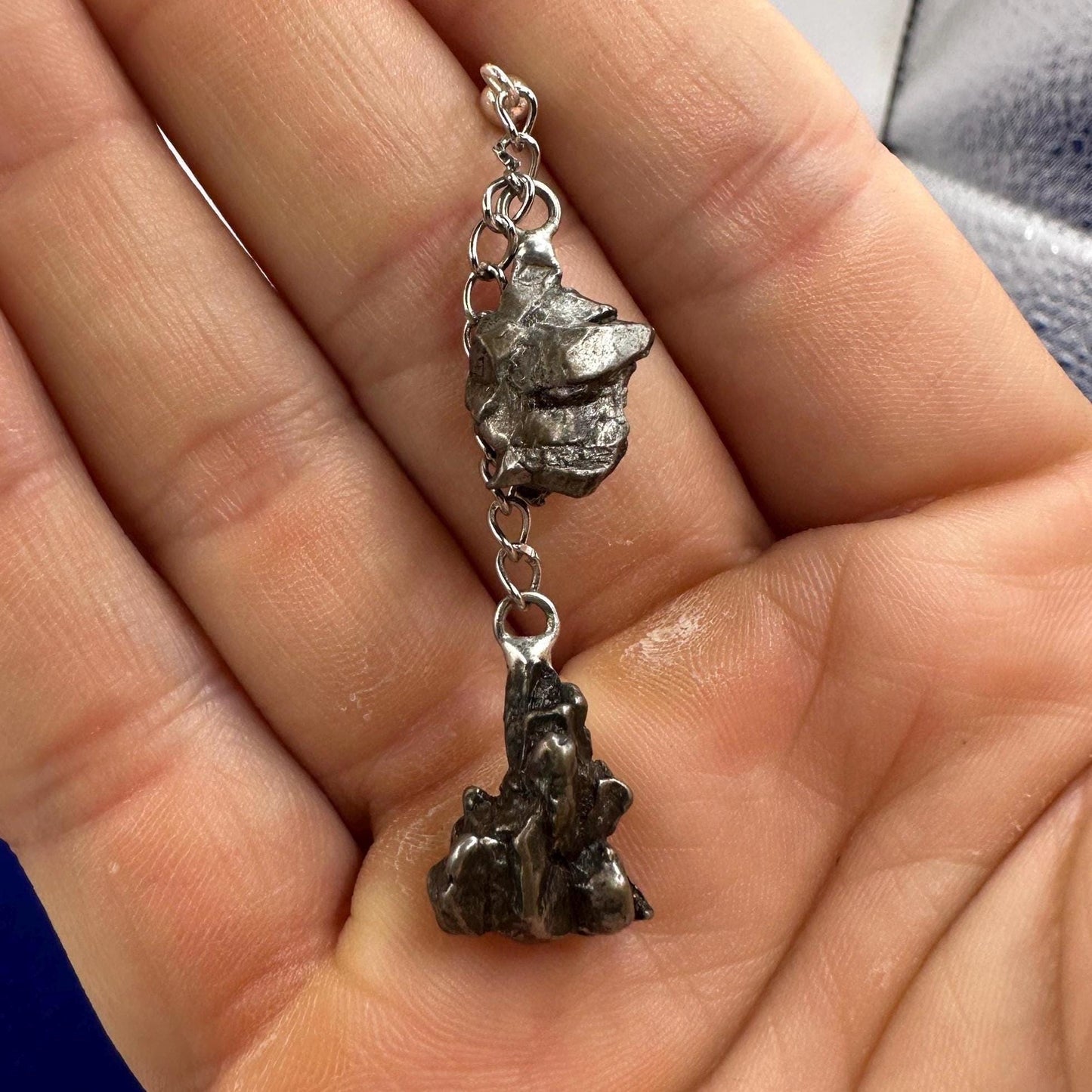 Campo del Cielo Meteorite Earrings, Meteorite Earings, Fishhook Earrings, Space Jewelry, Dangle Earrings, Handmade Earrings, 12.82 Grams