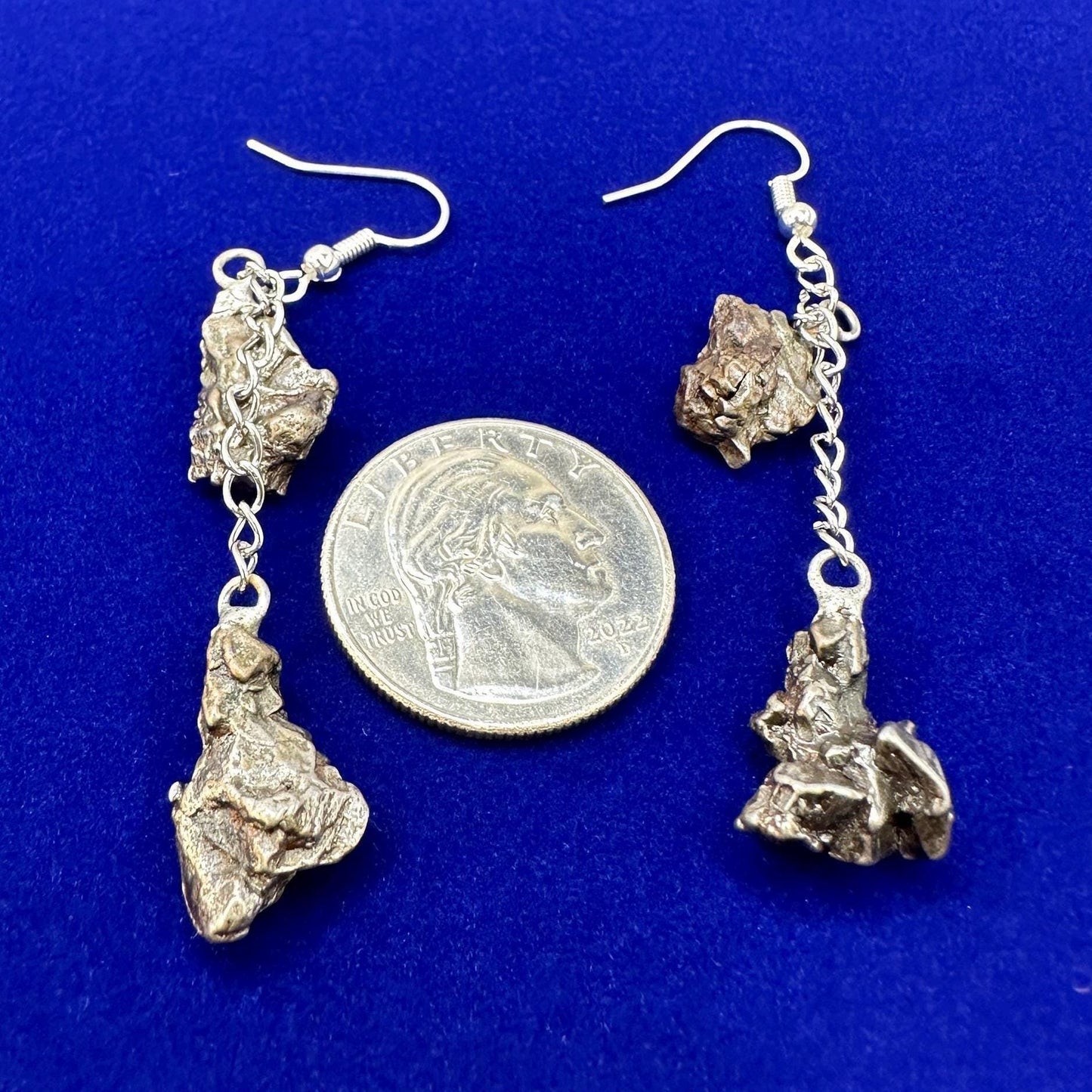 Campo del Cielo Meteorite Earrings, Meteorite Earings, Fishhook Earrings, Space Jewelry, Dangle Earrings, Handmade Earrings, 12.82 Grams