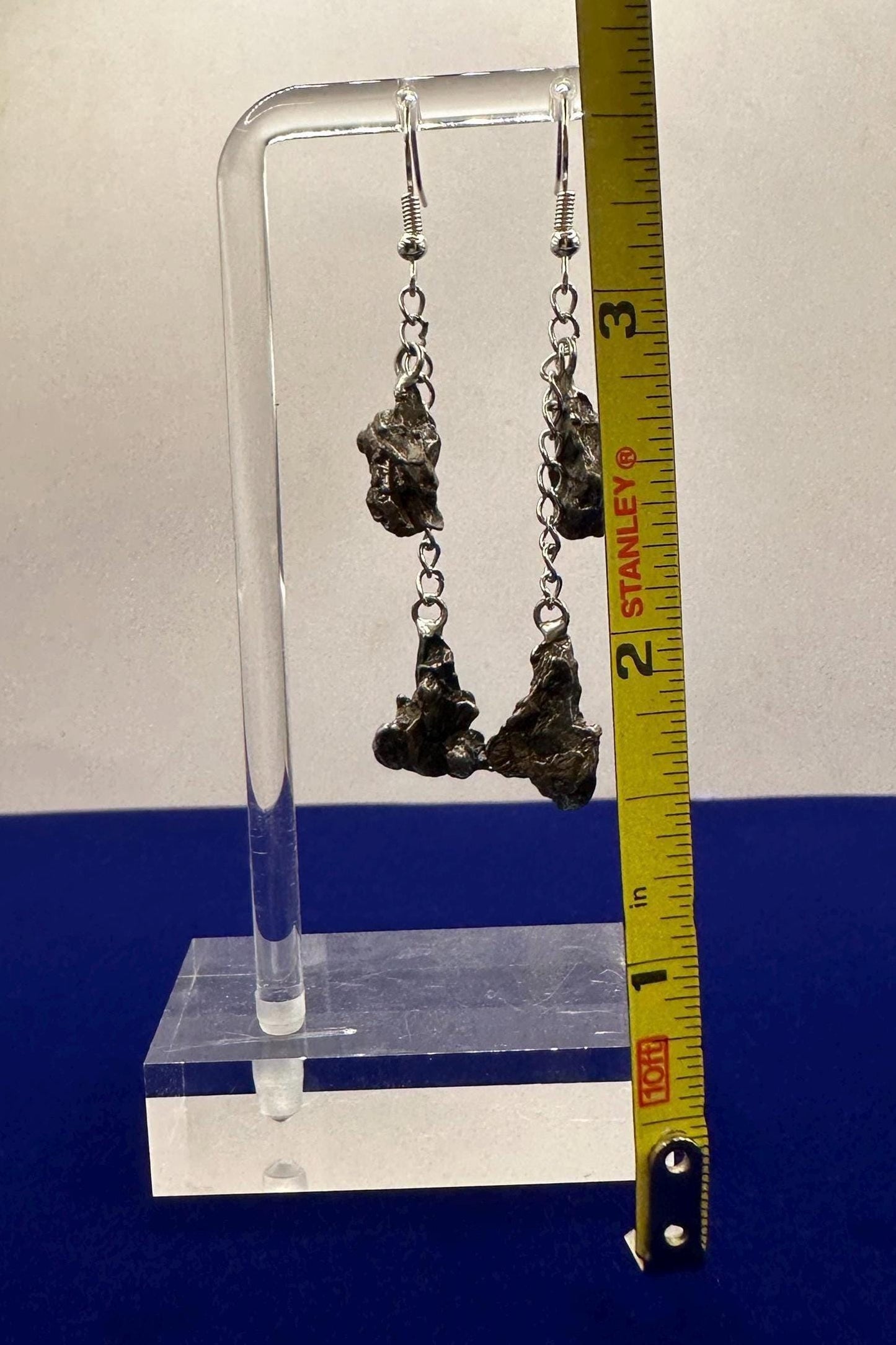 Campo del Cielo Meteorite Earrings, Meteorite Earings, Fishhook Earrings, Space Jewelry, Dangle Earrings, Handmade Earrings, 12.82 Grams