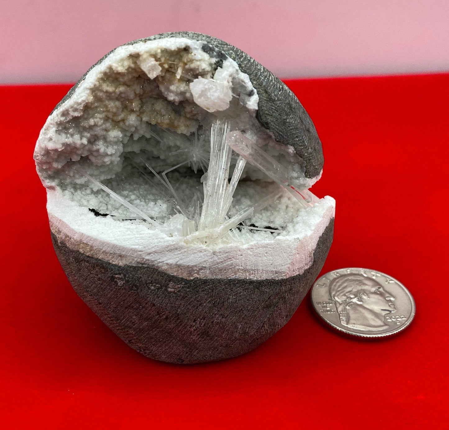Beautiful AAA-Grade Scolecite Geode Cathedral, Peace, Scolecite, Third Eye, Dreamwork, Lucid Dreams, Rock Collection, 222 grams