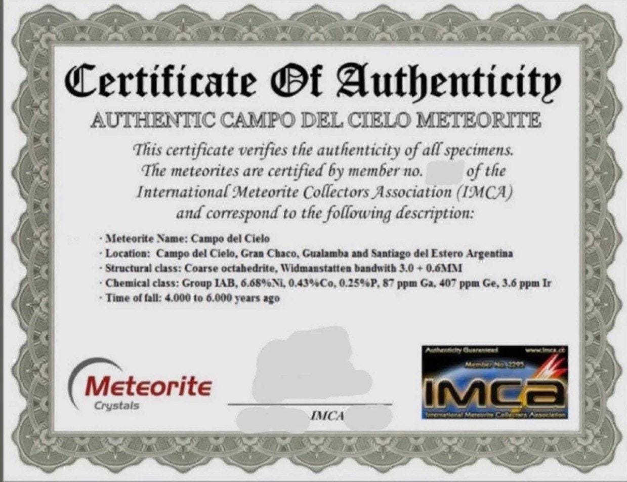 Beautiful Meteorite Campo del Cielo Pendant 15.73 grams, Astronomy Gift, Authentic Meteorite, Meteorite Jewelry, Meteorite Pendant, COA