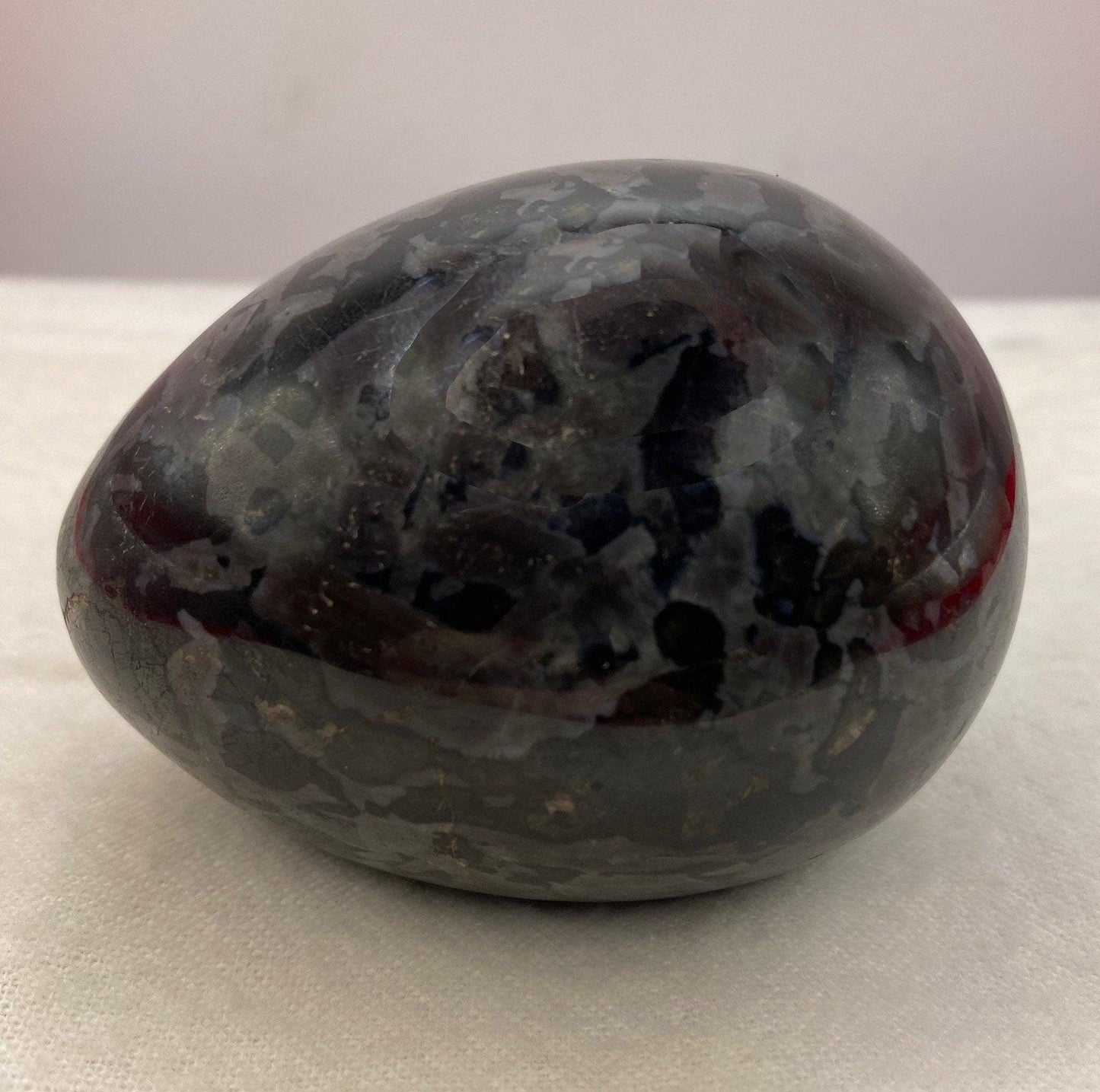 Beautiful smooth polished Indigo Gabbro Egg, A stone of Courage and Confidence, Mineral Egg, Stone Egg, Mystic Merlinite weight is 12.5 oz