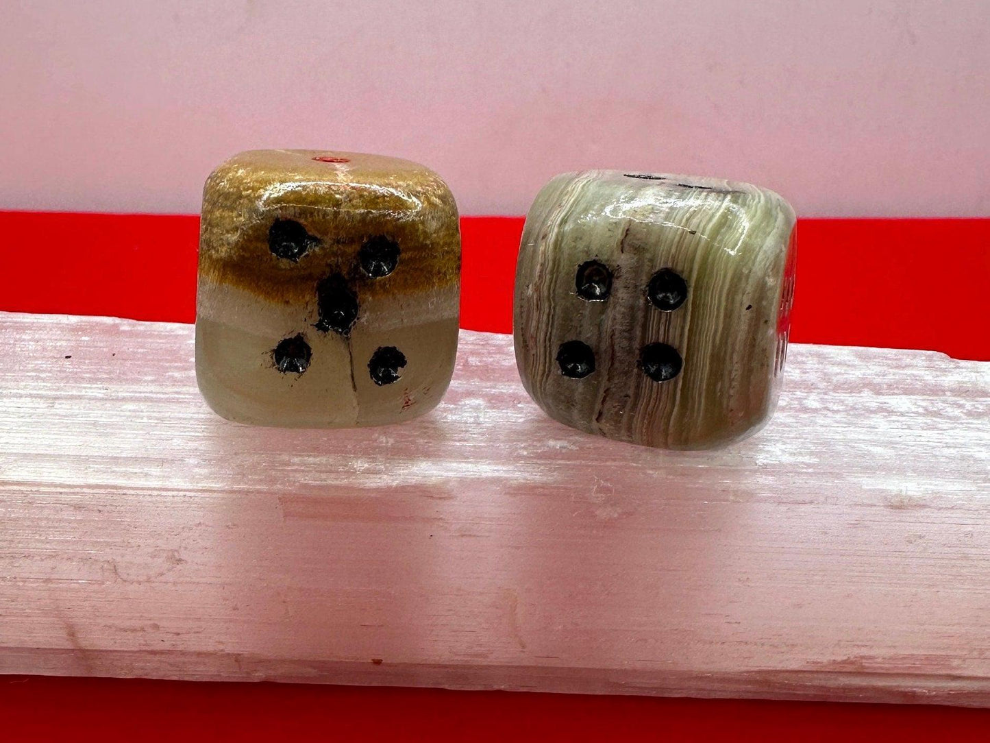 Beautiful High Quality Green Onyx Dice, Rock Collection, Pair of Dice, Office, Mineral Dice, Reiki, Onyx, Heart Chakra, Energy Work