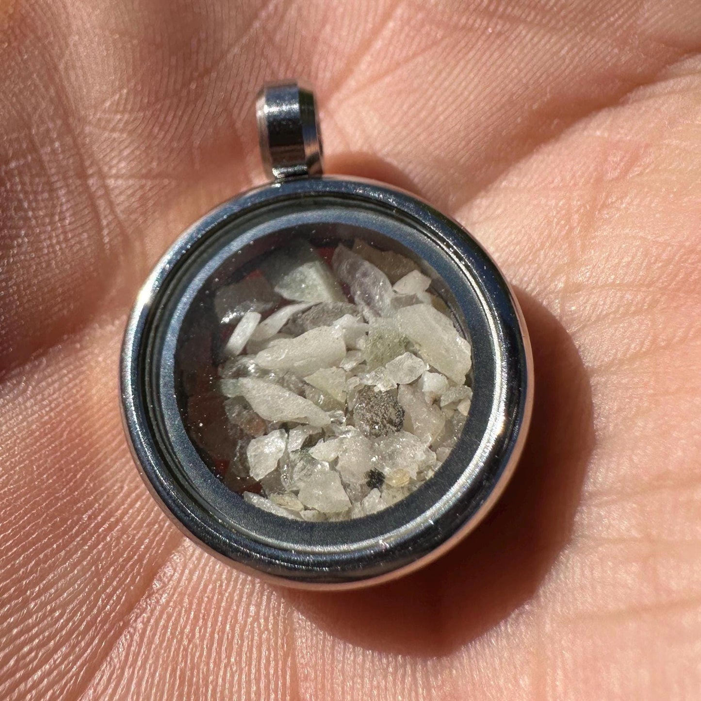 Rare Brazilian Phenacite Crystal Locket Pendant, Stainless Steel Glass Necklace, High Vibration Spiritual Jewelry, Phenakite, Crystals