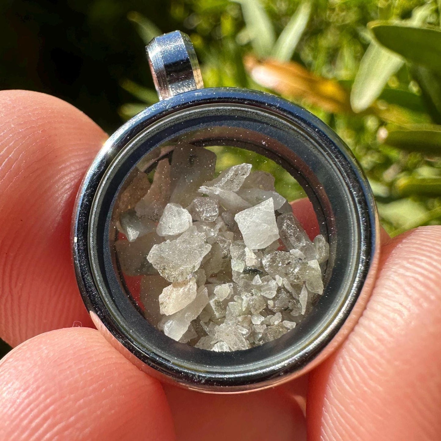 Rare Brazilian Phenacite Crystal Locket Pendant, Stainless Steel Glass Necklace, High Vibration Spiritual Jewelry, Phenakite, Crystals