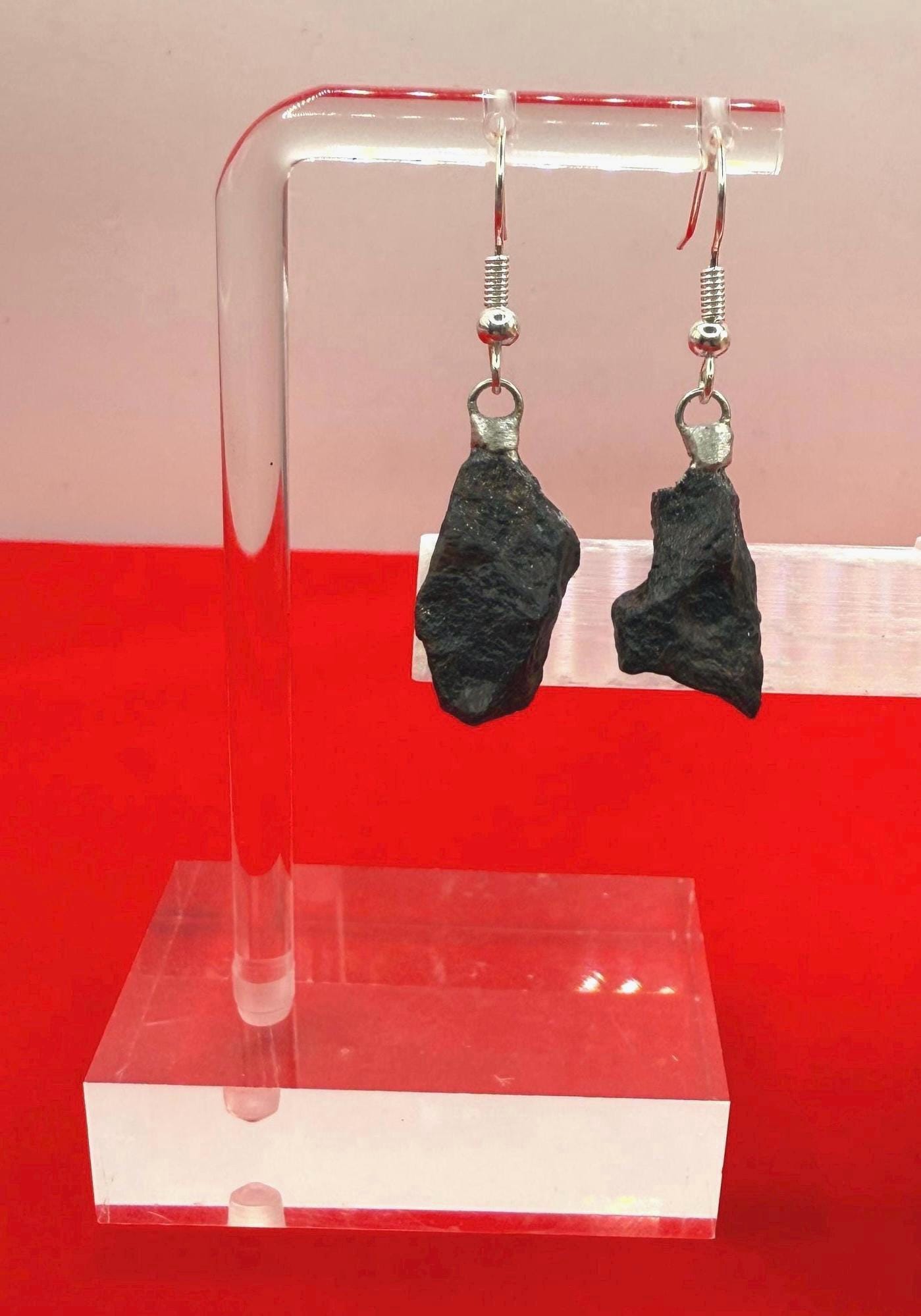 Canyon Diablo Meteorite Earings, Meteorite Earings, Fishhook Earrings, Space Jewelry, Dangle Earrings, Handmade Earrings, 6.99 Grams