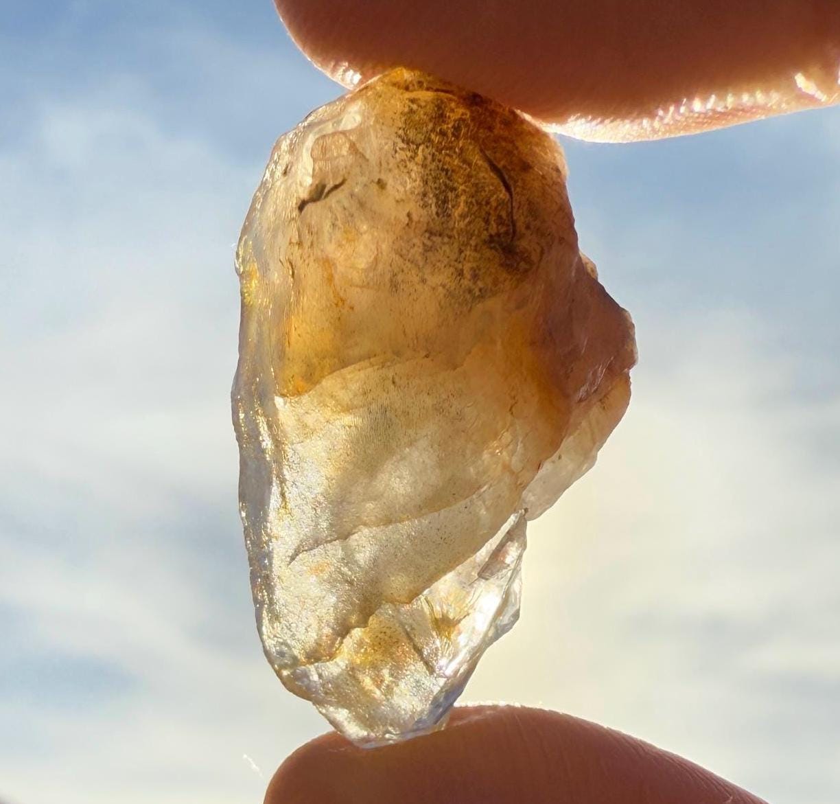 Golden Brazilian Phenacite, 8.94 (44.7 Carats) Tangerine Phenacite, High-Vibration Gemstone from Bahia, Brazil, Rare Collector’s Crystal
