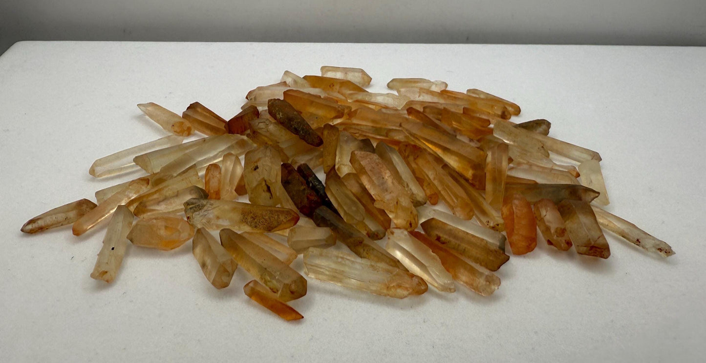 Brazilian Tangerine Lemurian Quartz Crystals | Small, Medium, Large Sizes | Raw Orange Points | Healing and Energy Stones