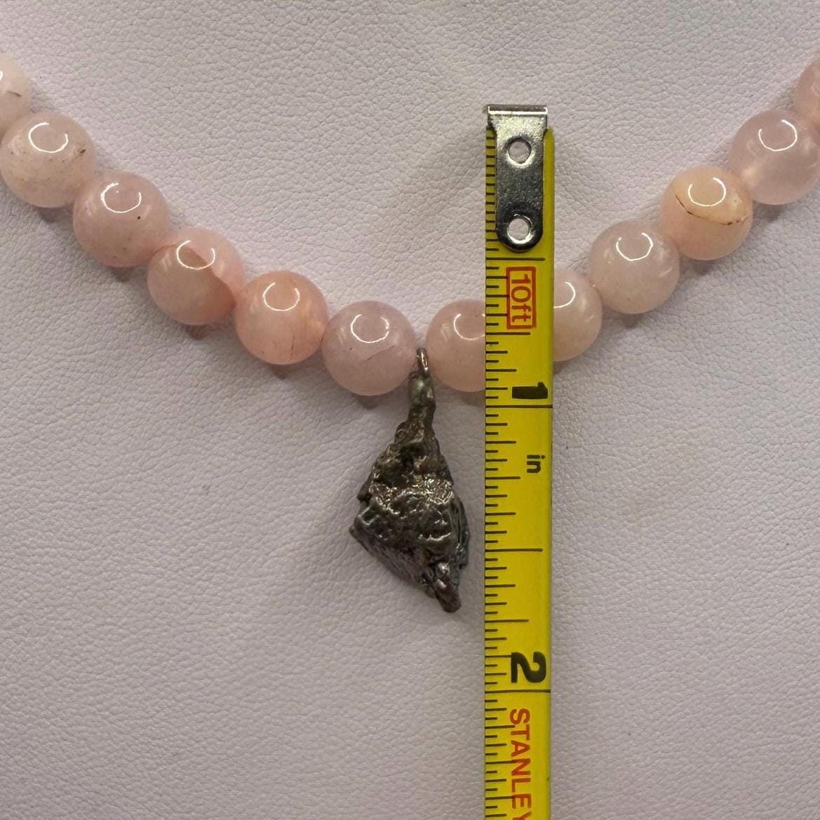 Meteorite Above and Below Necklace, 28 grams, Beautiful meteorite with natural Rose quartz crystal beads, Reiki, Astronomy Gift