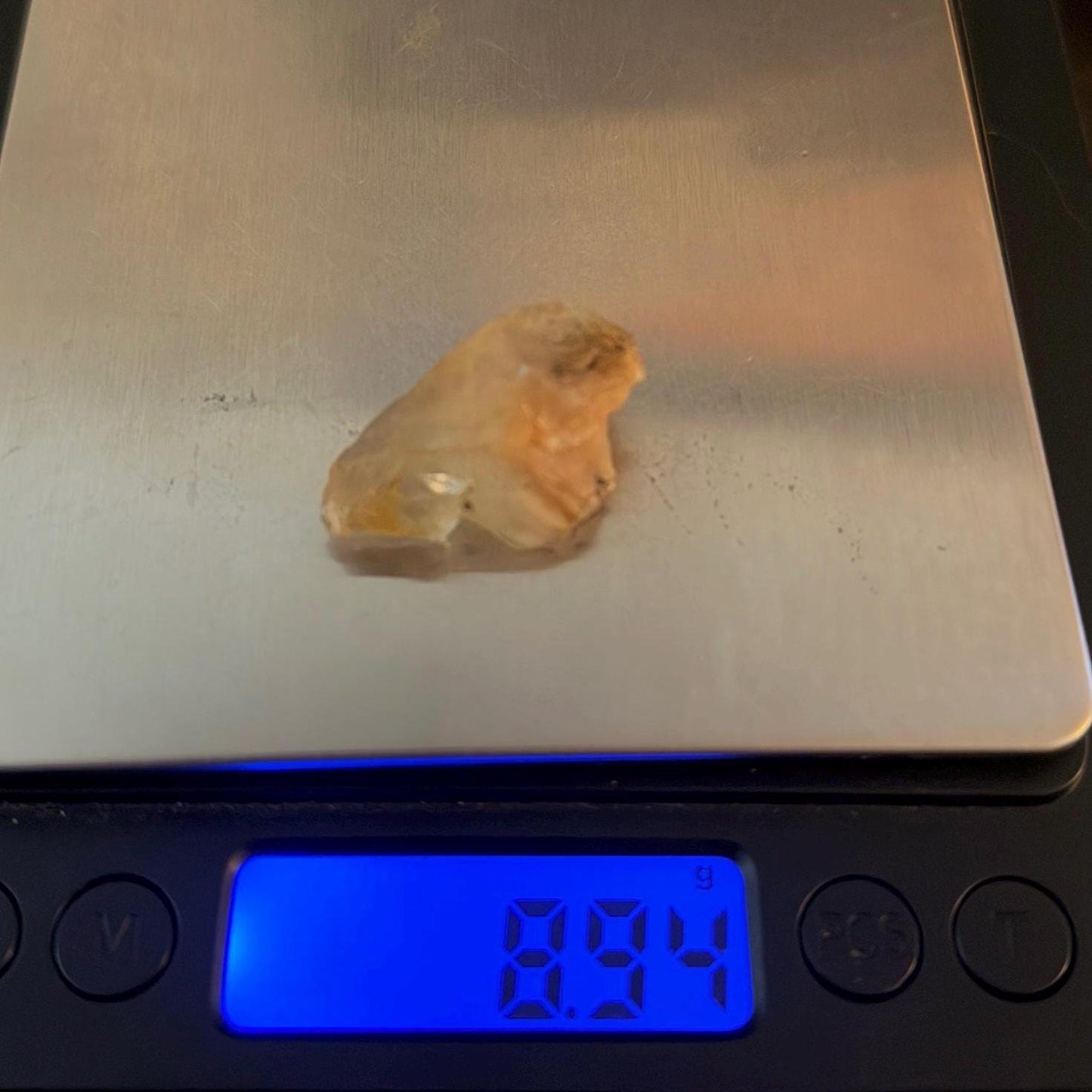 Golden Brazilian Phenacite, 8.94 (44.7 Carats) Tangerine Phenacite, High-Vibration Gemstone from Bahia, Brazil, Rare Collector’s Crystal