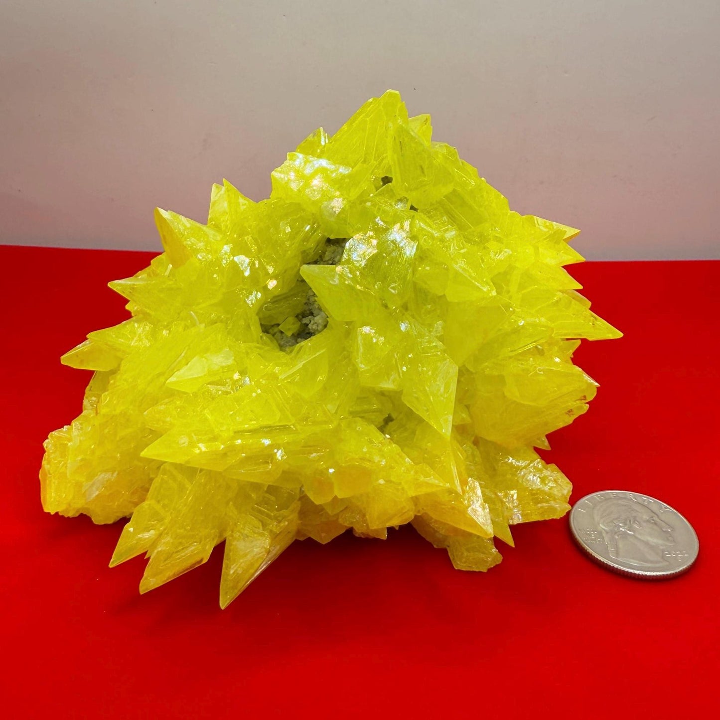 Sulfur Crystal, Beautiful Elestial Sulfur Crystal, Yellow Crystal, Creativity, Crystal Collection, Spiked Sulfur Crystal, 1 lb 8.9 ounces