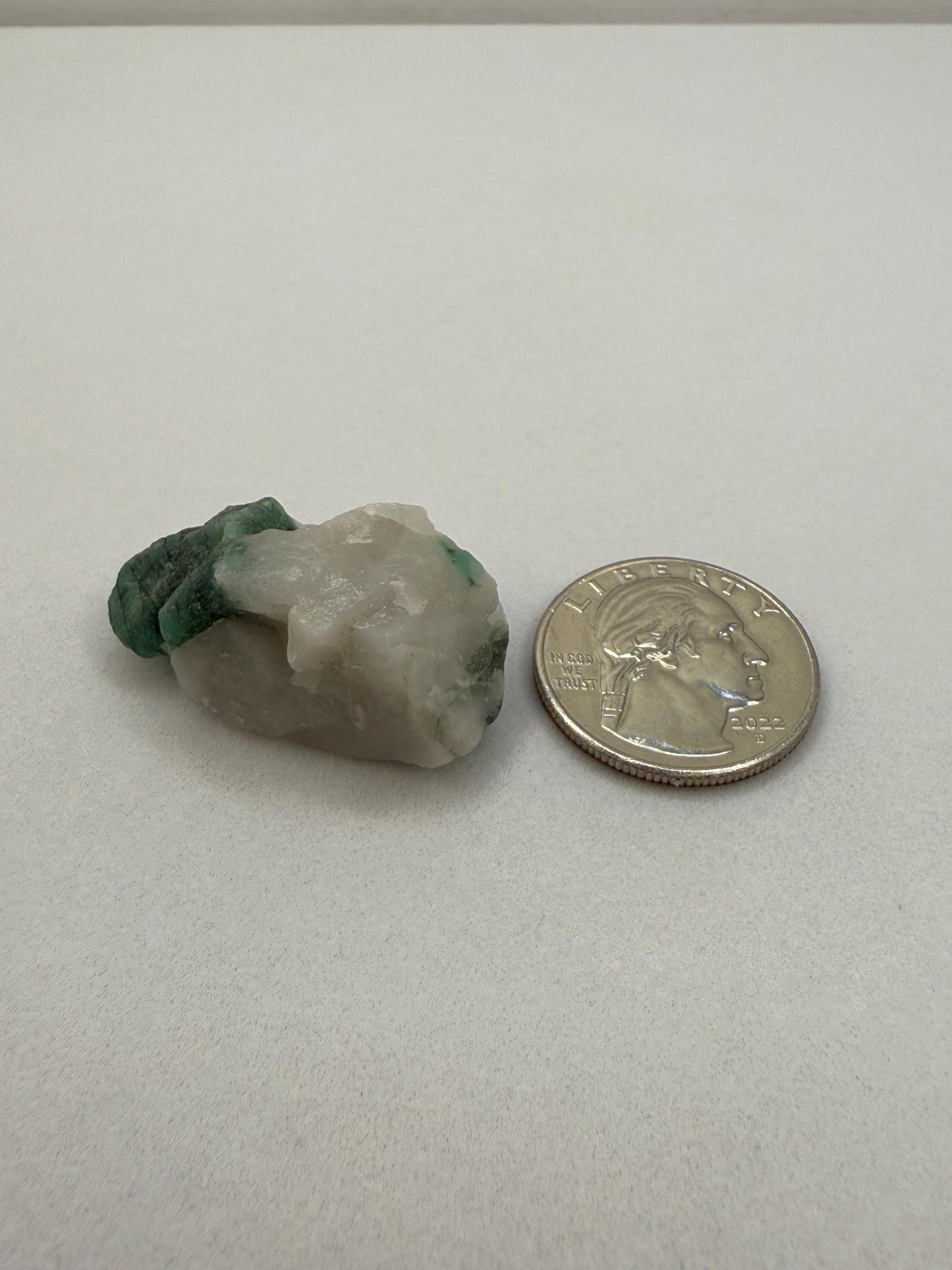 Rough Emerald on Quartz Matrix, Bahia, Brazil Emerald Stone, Brazilian Emerald, Heart Chakra, Brazilian Emerald, 11.46 grams