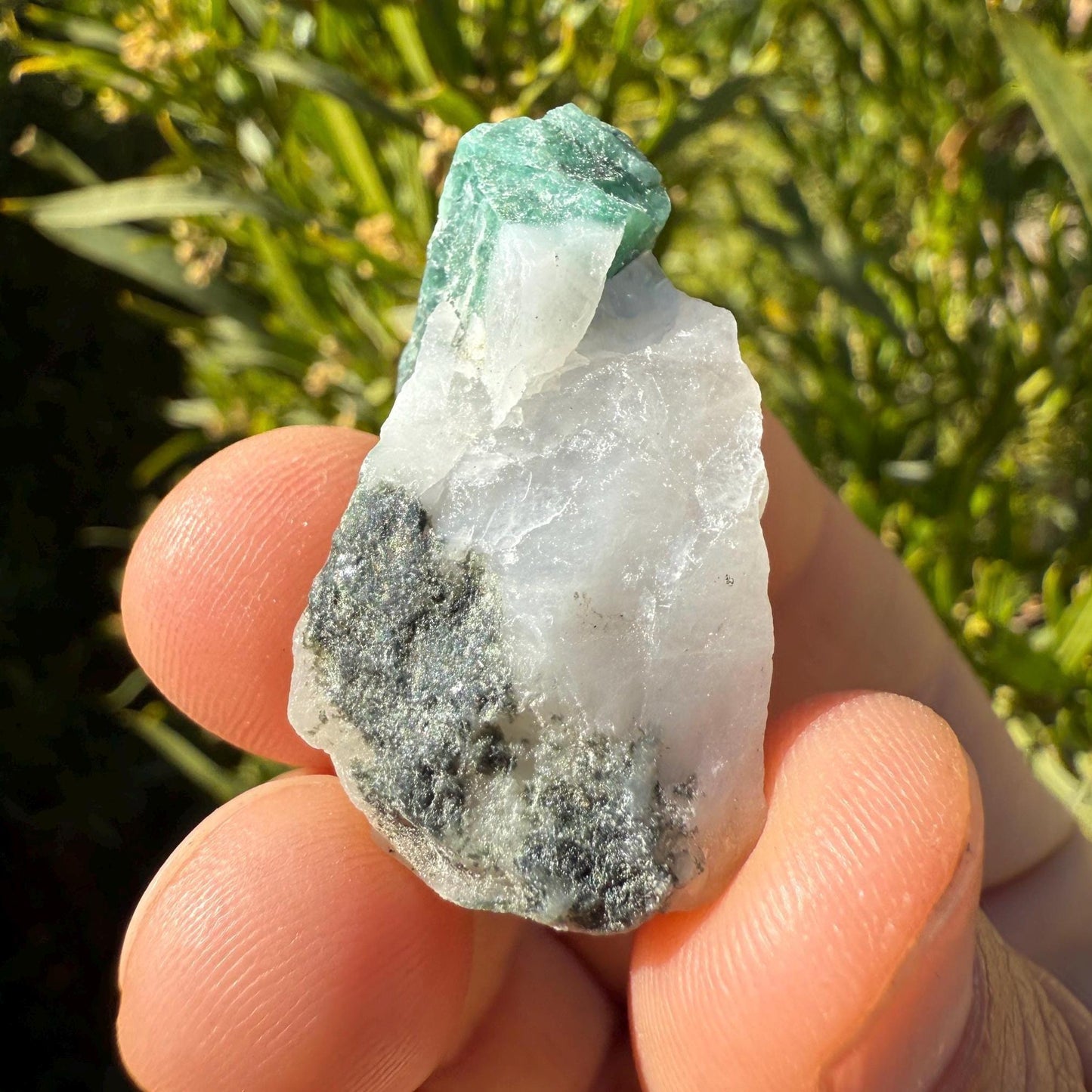 Rough Emerald on Quartz Matrix, Bahia, Brazil Emerald Stone, Brazilian Emerald, Heart Chakra, Brazilian Emerald, 11.46 grams