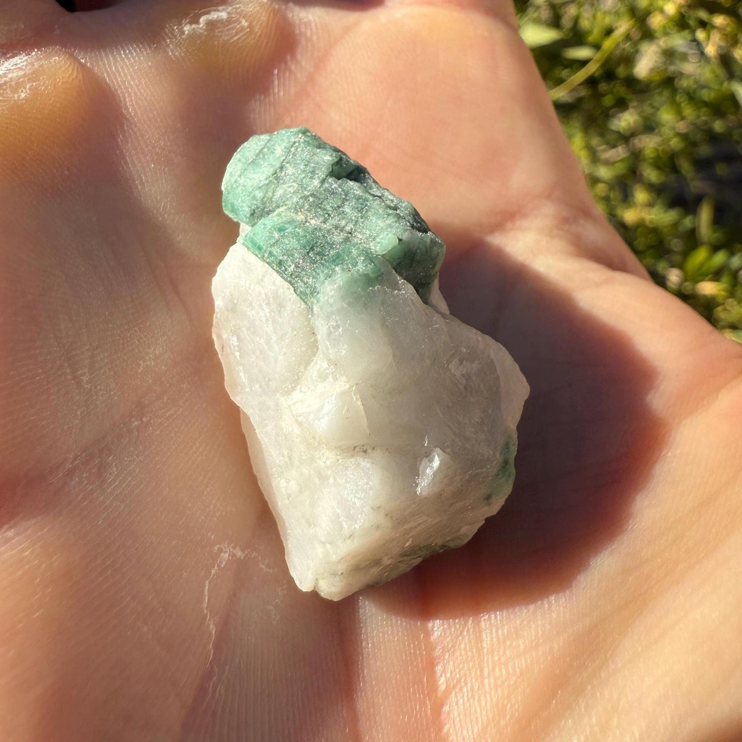 Rough Emerald on Quartz Matrix, Bahia, Brazil Emerald Stone, Brazilian Emerald, Heart Chakra, Brazilian Emerald, 11.46 grams