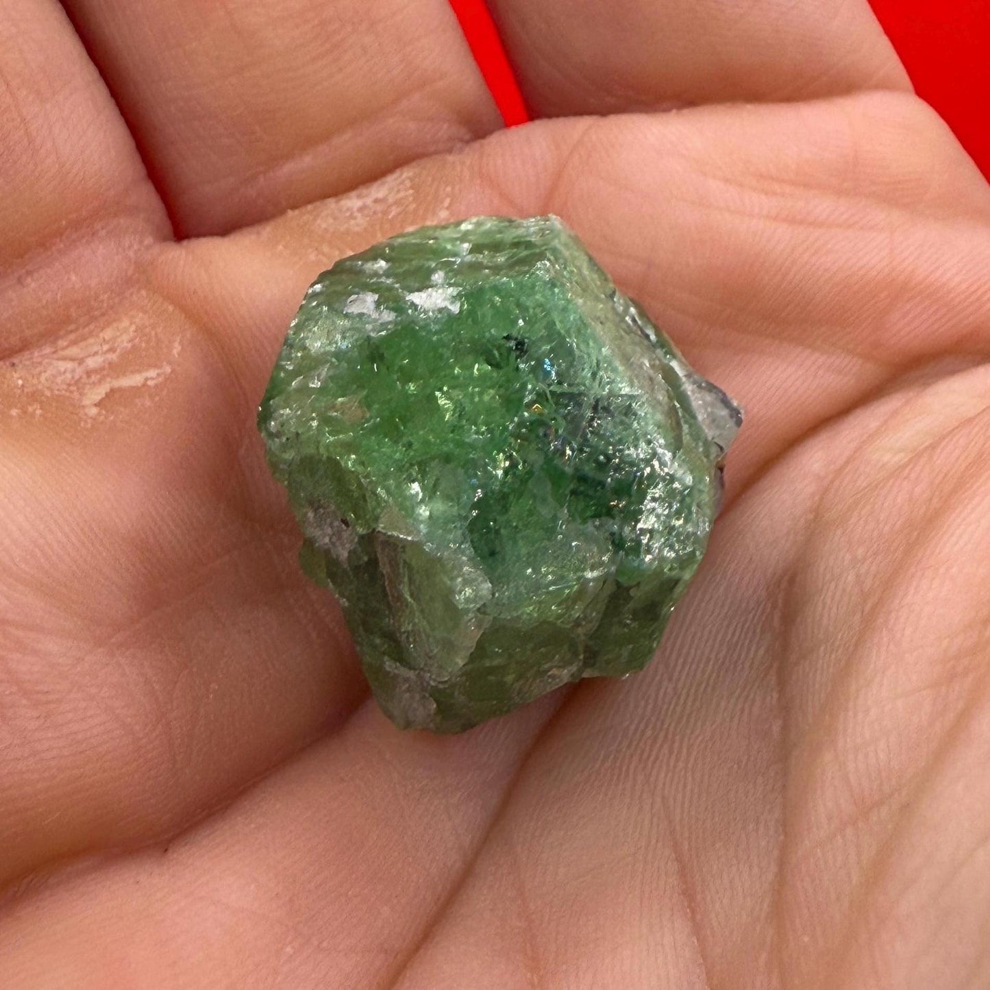Rare Tsavorite Garnet, 12.40g/ 62ct, Mined in Madagascar, Vivid Green Crystal, Heart Chakra Collector’s Gem, Natural Raw Garnet