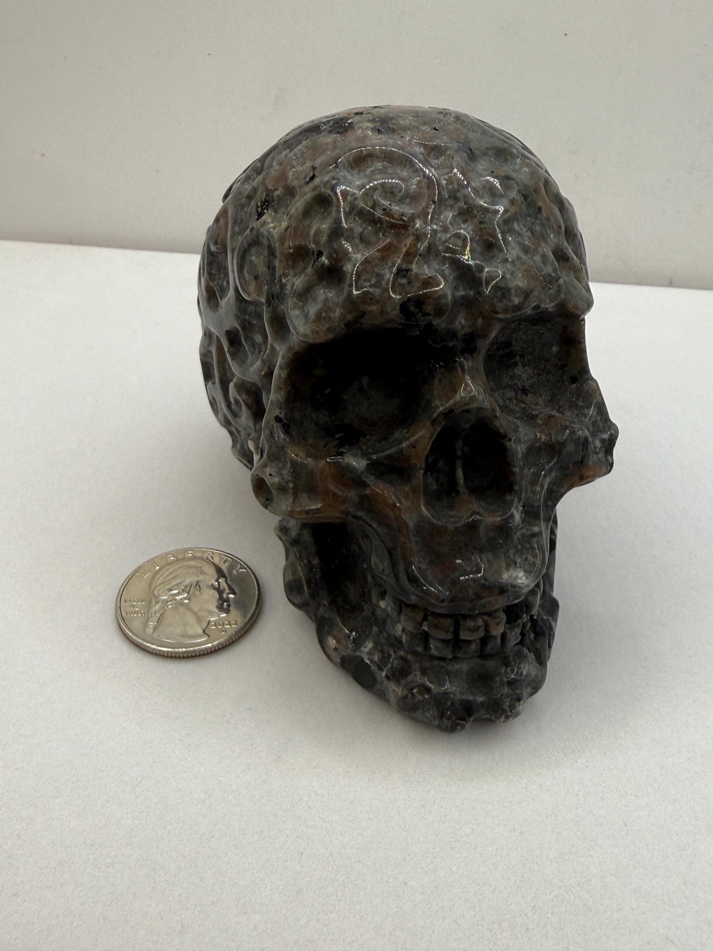 Yooperlite Skull, Handmade Skull, Stone Skull, Home Decor, Office Decor, Skull Collection, UV Stone, Michigan Yooperlite, 1 lb 5.6 ounces