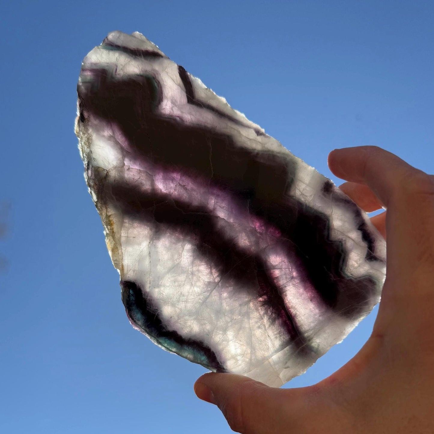 High Quality Fluorite Slab, Fluorite Slice, Rock Collection, Home Decor, Office Decor, Natural Crystal, Energy Work, 1 lb 4.2 ounces