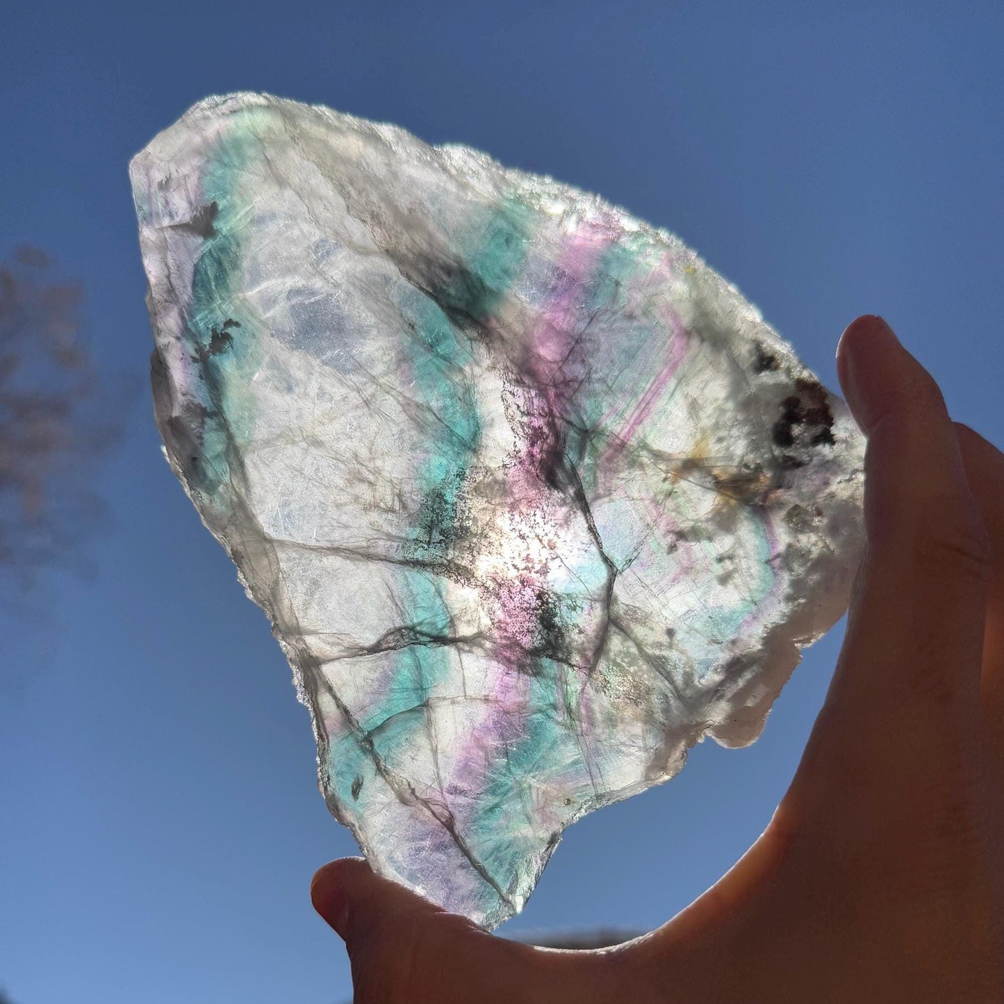 High Quality Fluorite Slab, Fluorite Slice, Rock Collection, Home Decor, Office Decor, Natural Crystal, Energy Work, 1 lb 3.5 ounces