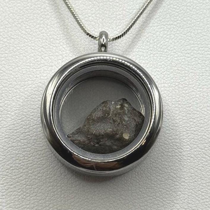 Moon|Lunar Meteorite Pendant, NWA 13974, Feldspathic Breccia, Moon Meteorite, Meteorite Collection, Lunar Feldspathic Breccia, 1.45 grams