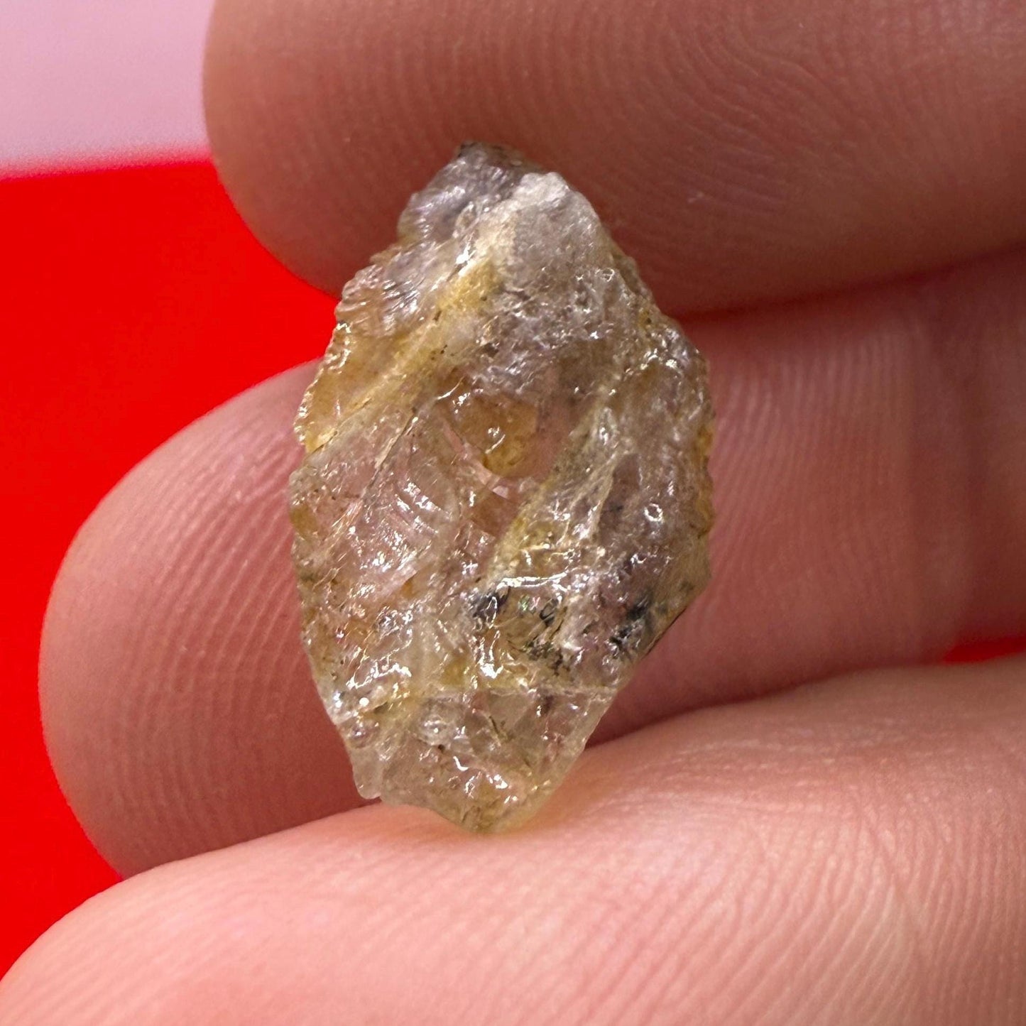 Rare Golden Brazilian Phenacite Crystal 0.85g, 4.25 carats, High-Vibration Energy Stone, Spiritual Growth, Transformation, and Meditation