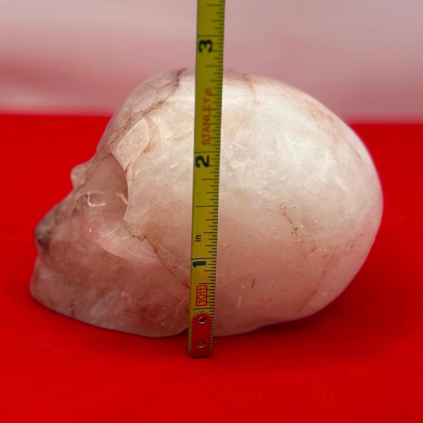 Hematoid Quartz Crystal Skull, 15.3 oz Blood Quartz Carving, Office Decor, Home Decor, Grounding & Healing Energy, Unique Crystal Skull Gift