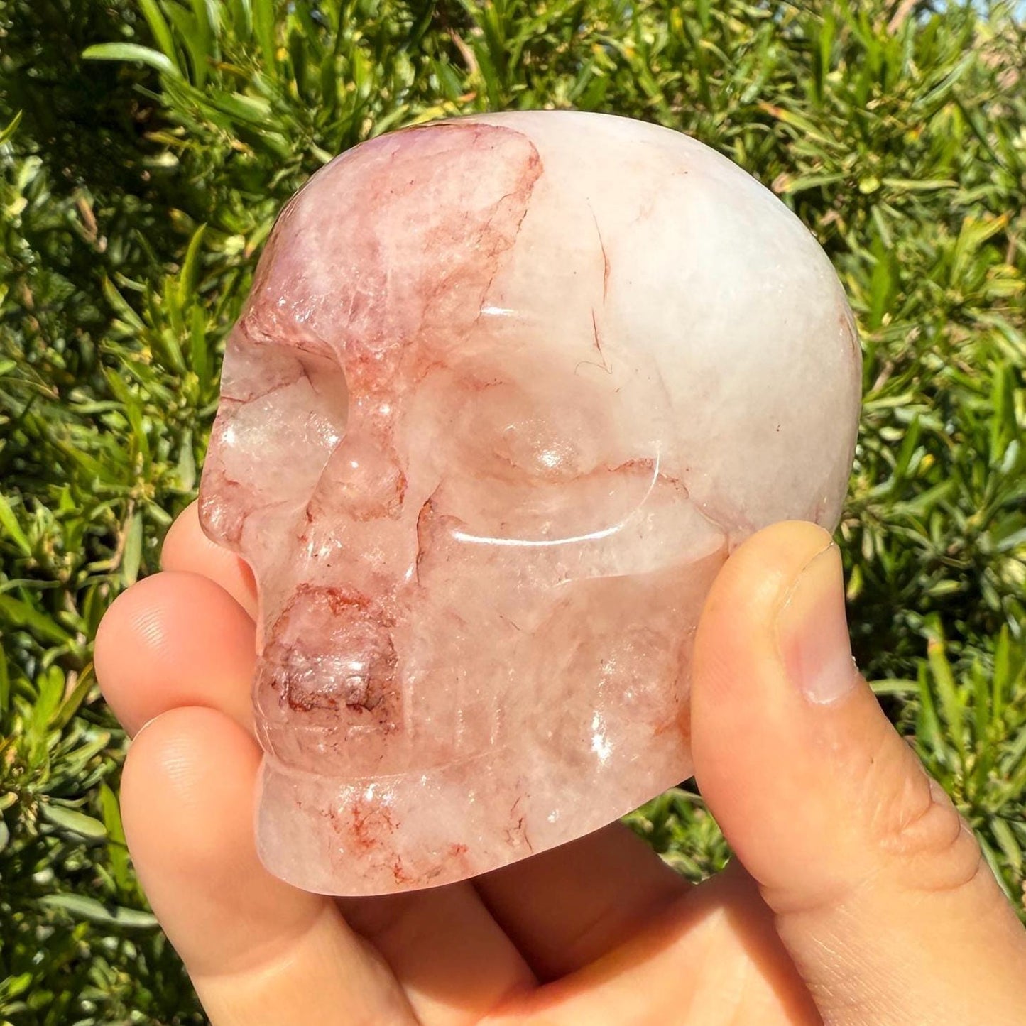 Hematoid Quartz Crystal Skull, 15.3 oz Blood Quartz Carving, Office Decor, Home Decor, Grounding & Healing Energy, Unique Crystal Skull Gift
