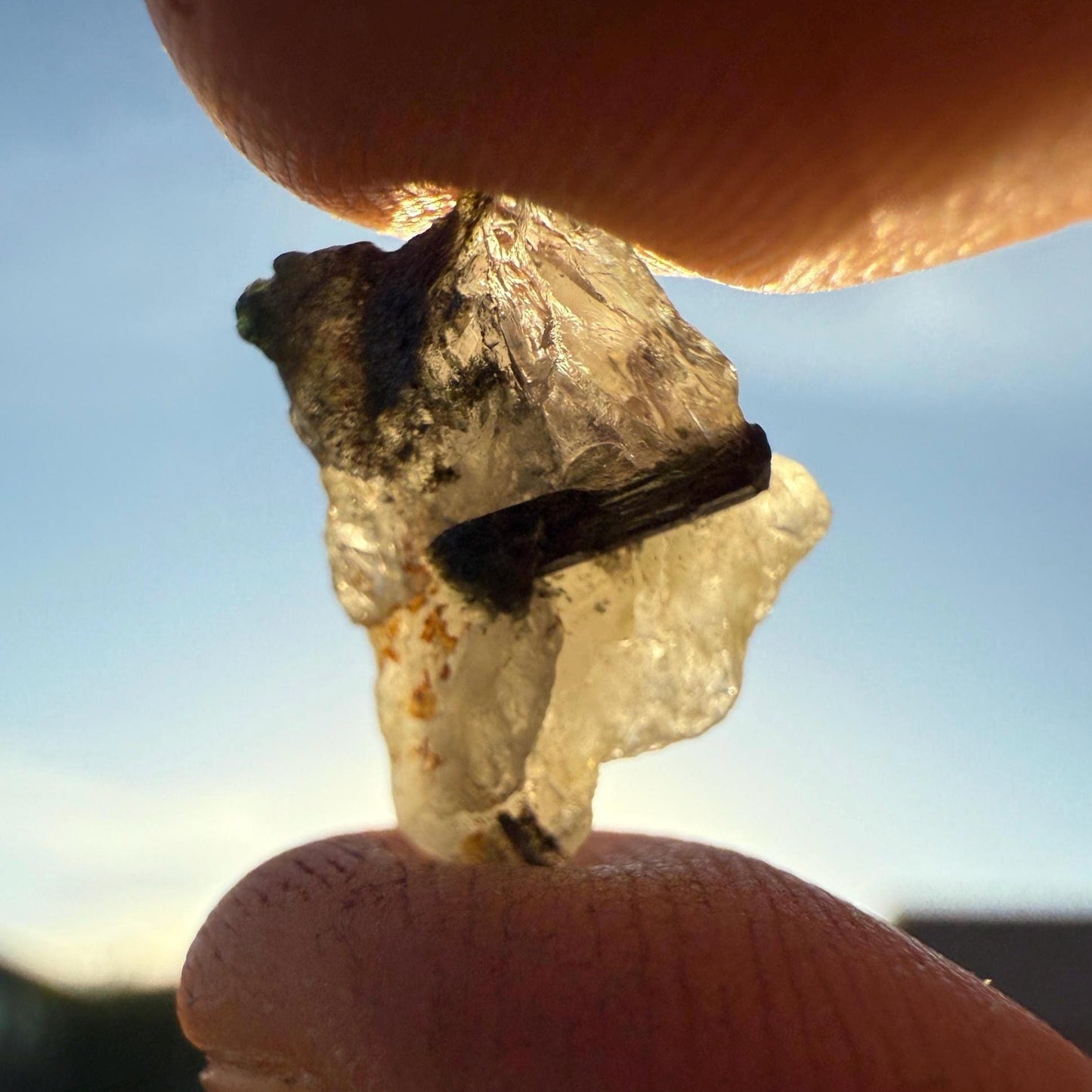 Rare Brazilian Phenacite with Black Tourmaline & Biotite, Bahia, Brazil, Authentic Brazilian Phenacite, Meditation, 1.43g/7.15ct, Crystal
