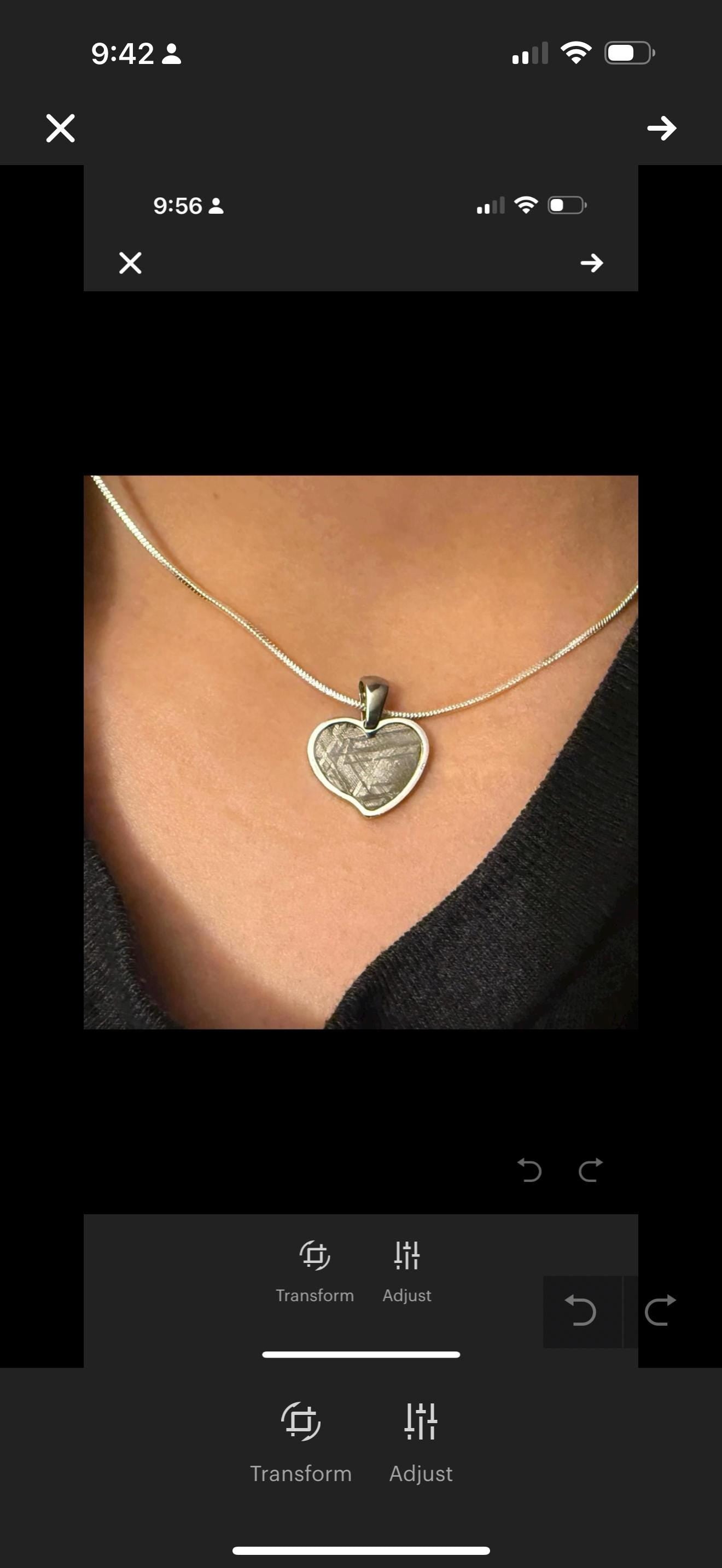 Muonionalusta Meteorite Sweetheart Pendant, Heart Shaped Pendant, Stainless Steel Pendant, Space Gift, Valentines Day Pendant, 2.18g