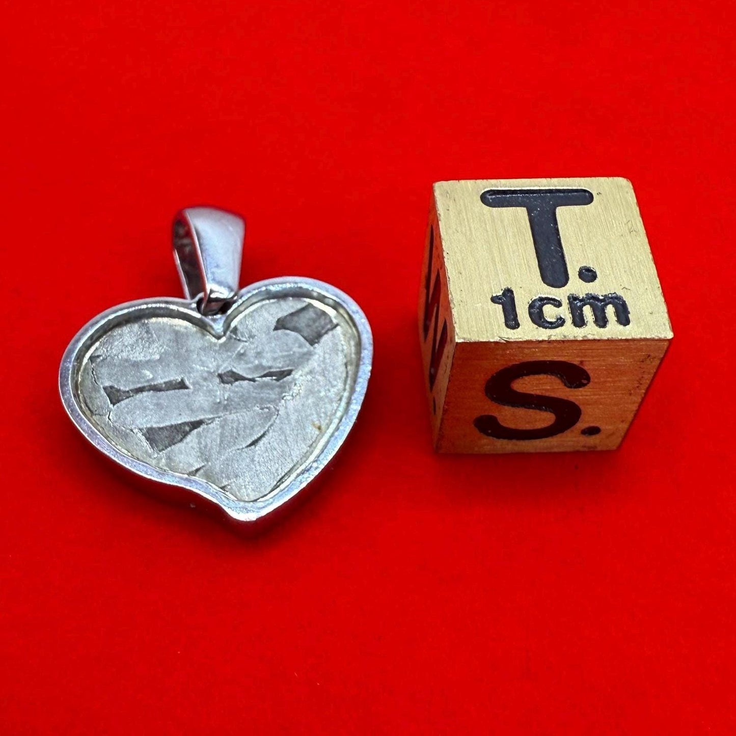 Seymchan Meteorite Sweetheart Pendant, Heart Shaped Pendant, Stainless Steel Pendant, Space Gift, Valentines Day Pendant, 1.94g