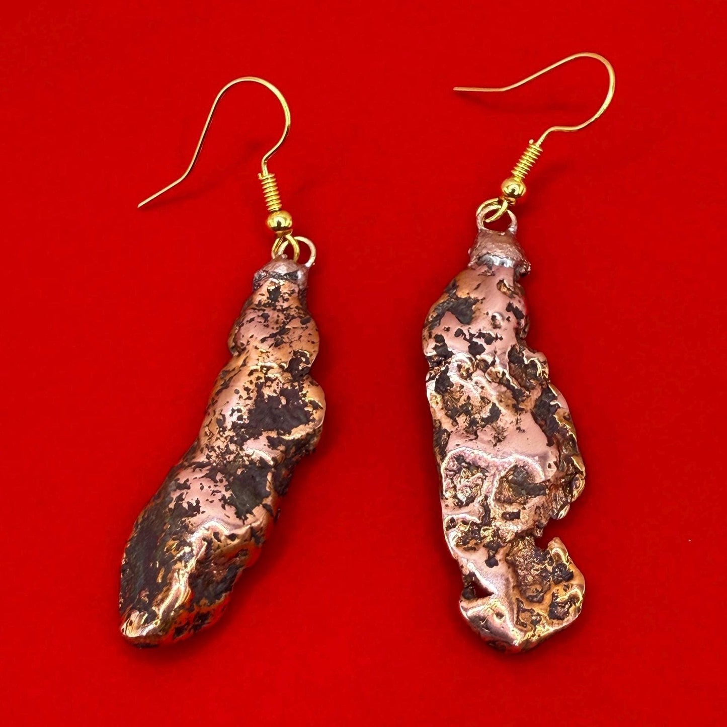 Copper Nugget Earrings, Copper Earrings, Dangle Earrings, Michigan Copper, Michigan Float Copper, Handmade Jewelry, Michigan Gift, 15.40g
