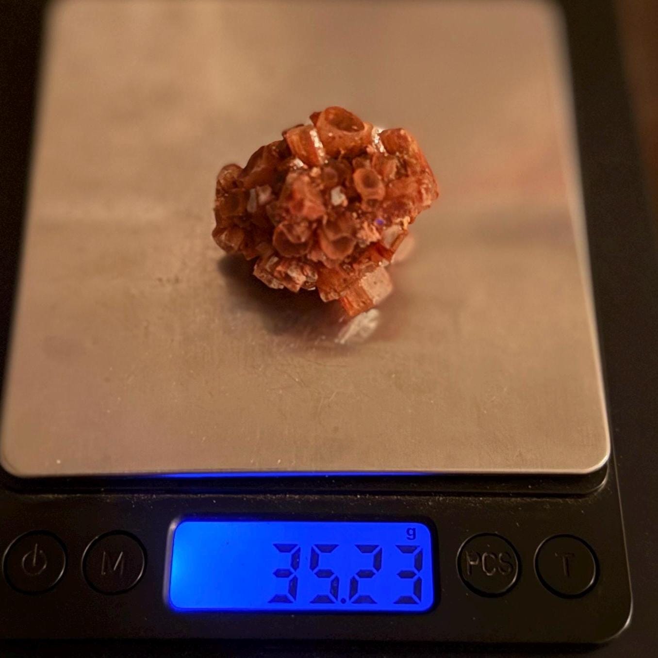 Raw Aragonite Crystal Cluster from Morocco, Natural Red Brown Aragonite, Root Chakra, Earthy Healing Stone, 35.23 Grams, Mineral Specimen