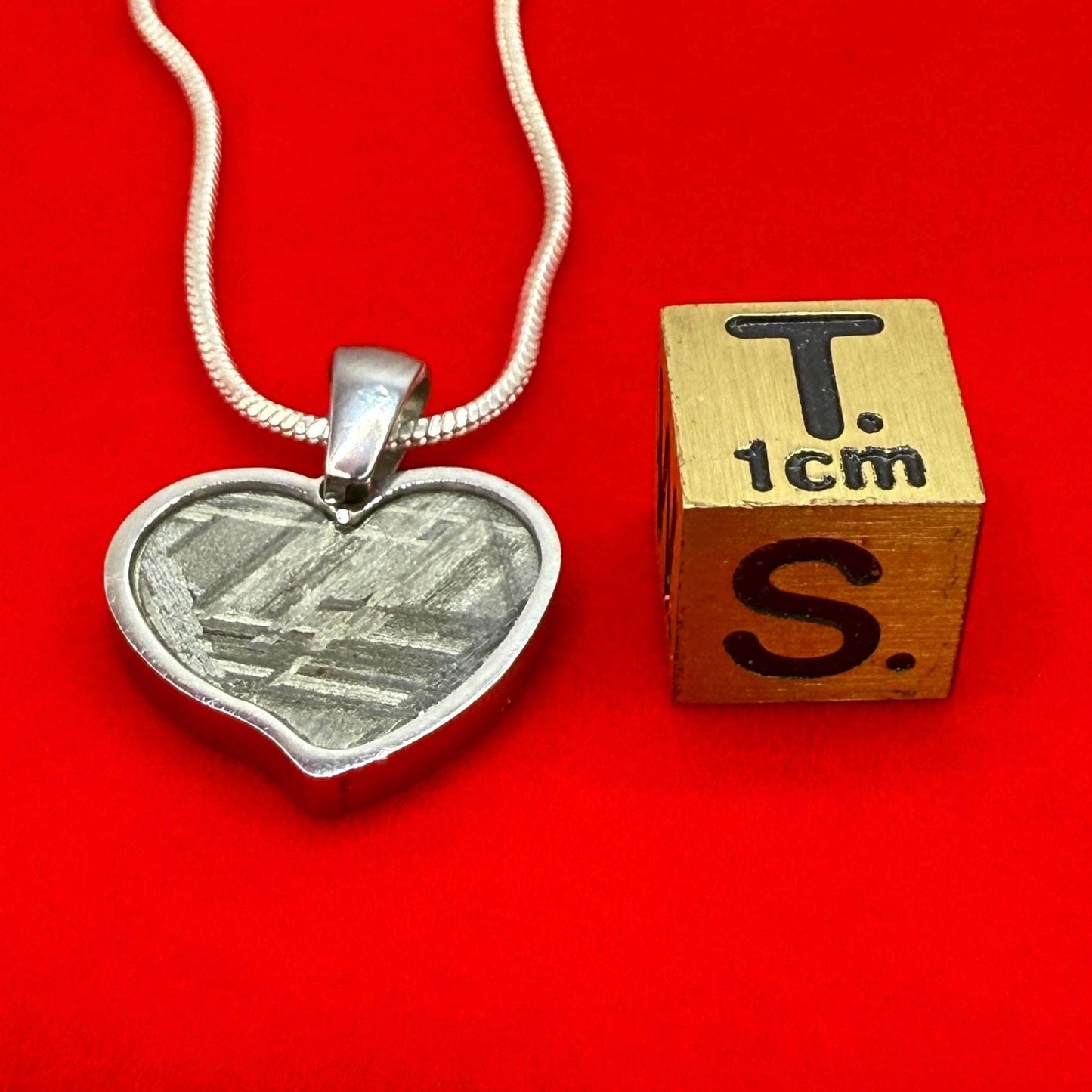 Muonionalusta Meteorite Sweetheart Pendant, Heart Shaped Pendant, Stainless Steel Pendant, Space Gift, Valentines Day Pendant, 2.20g