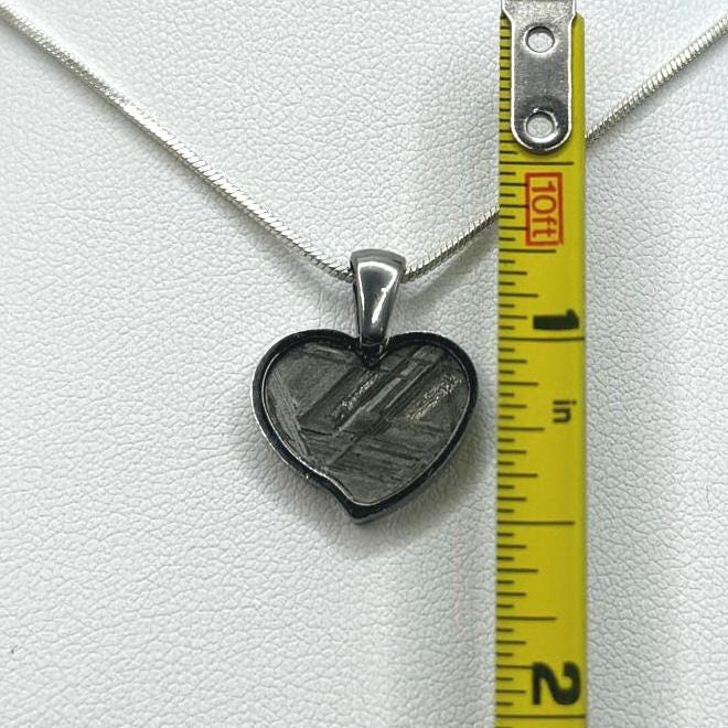Muonionalusta Meteorite Sweetheart Pendant, Heart Shaped Pendant, Stainless Steel Pendant, Space Gift, Valentines Day Pendant, 2.20g