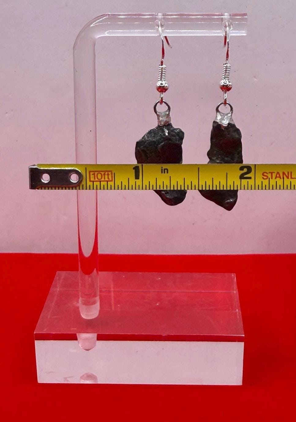 Gebel Kamil Meteorite Earings, Meteorite Earings, Fishhook, Handmade Earings, Space Jewelry, Dangle Earrings, Handmade Earrings, 6.02 grams