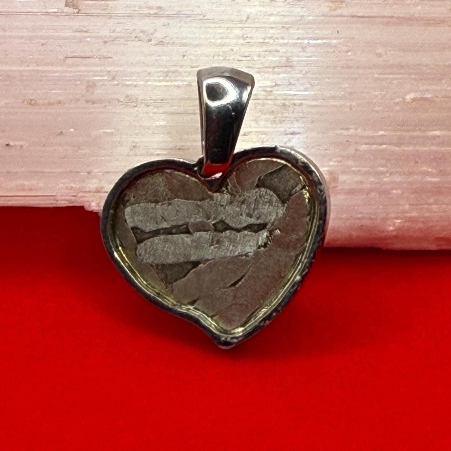Seymchan Meteorite Sweetheart Pendant, Heart Shaped Pendant, Stainless Steel Pendant, Space Gift, Valentines Day Pendant, 1.94g