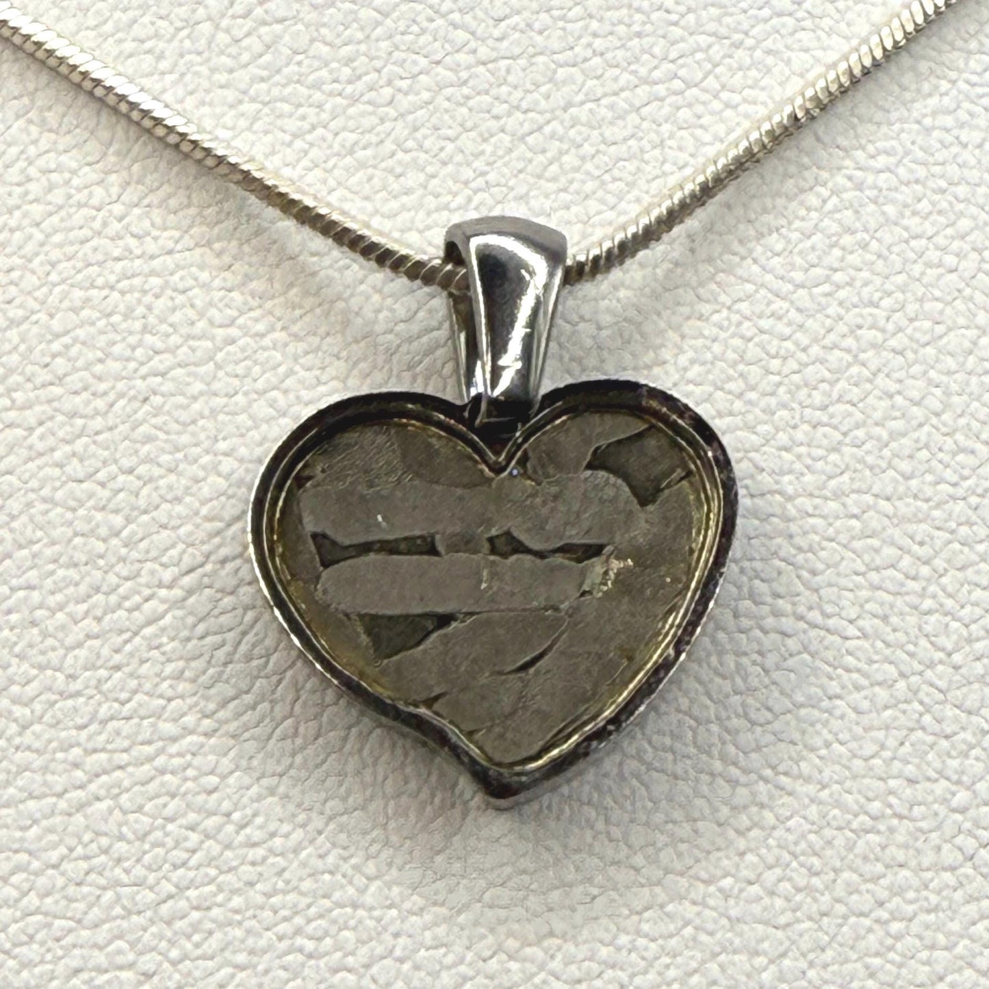 Seymchan Meteorite Sweetheart Pendant, Heart Shaped Pendant, Stainless Steel Pendant, Space Gift, Valentines Day Pendant, 1.94g