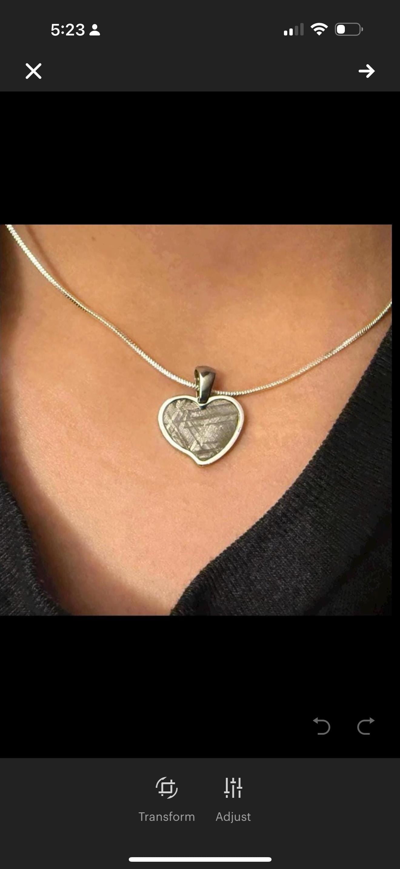 Seymchan Meteorite Sweetheart Pendant, Heart Shaped Pendant, Stainless Steel Pendant, Space Gift, Valentines Day Pendant, 2.24g