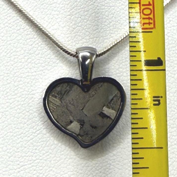 Seymchan Meteorite Sweetheart Pendant, Heart Shaped Pendant, Stainless Steel Pendant, Space Gift, Valentines Day Pendant, 2.24g