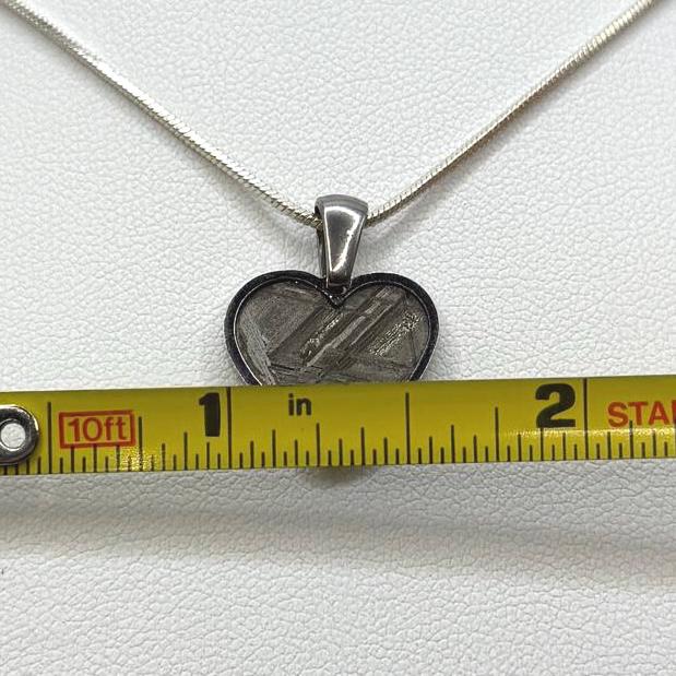 Muonionalusta Meteorite Sweetheart Pendant, Heart Shaped Pendant, Stainless Steel Pendant, Space Gift, Valentines Day Pendant, 2.20g